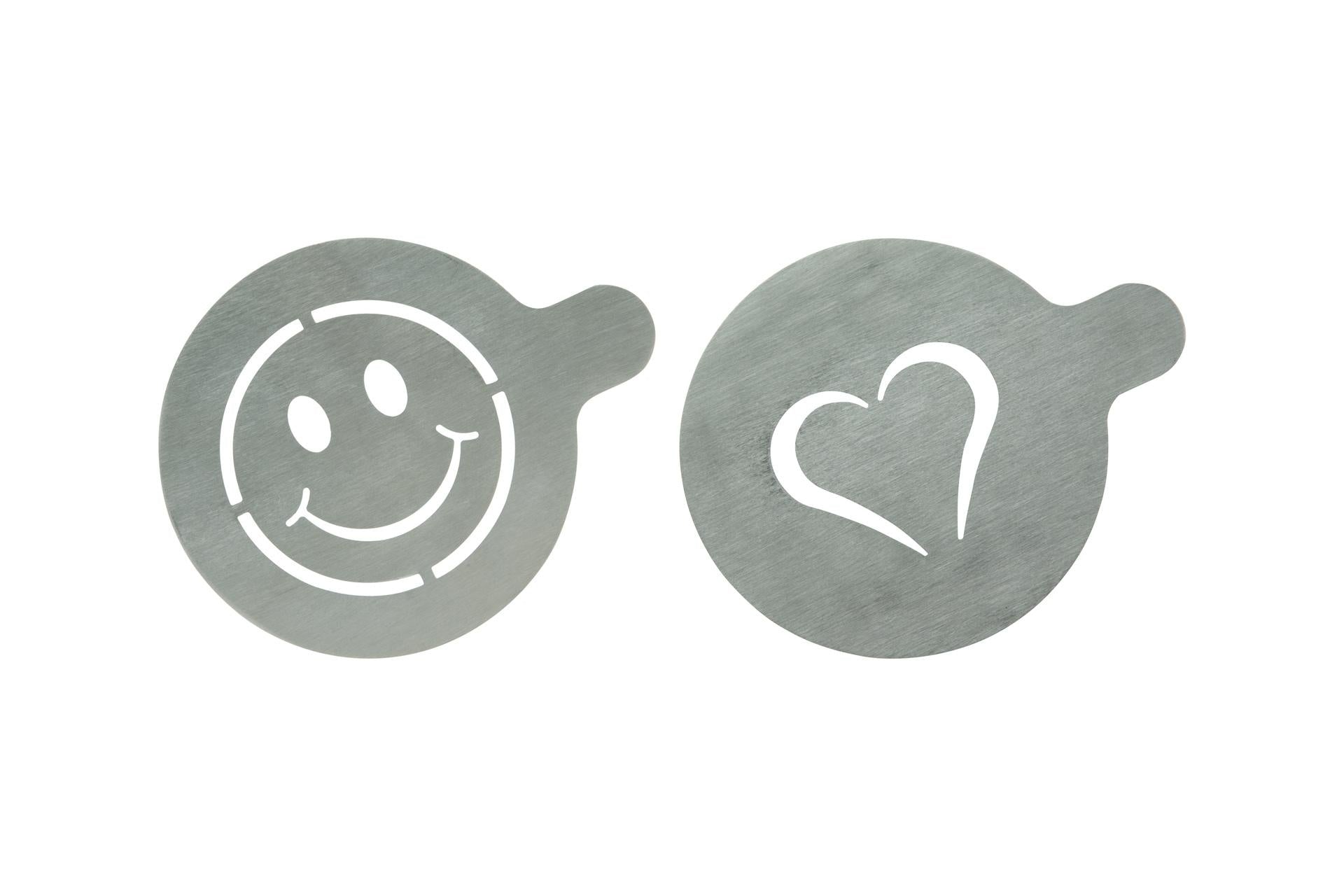 Securit Set 24 Stencil In Acciaio Inox - Cuore e Smile Per Decorare Cappuccino e Caffè - Set 24 Pz