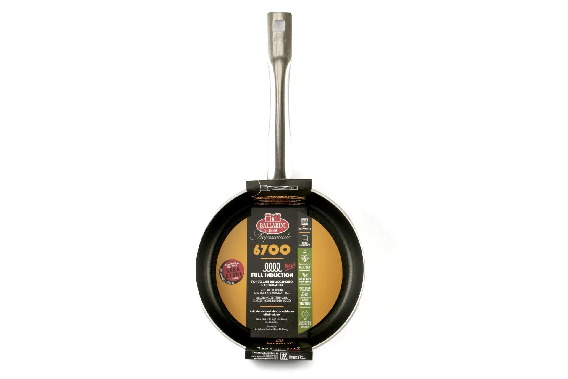 Ballarini Professionale Linea 6700 Padella Dritta Ø24 cm - Alluminio Alto Spessore 4 mm per Induzione Con Rivestimento Antiaderente Kerastone Profi 3