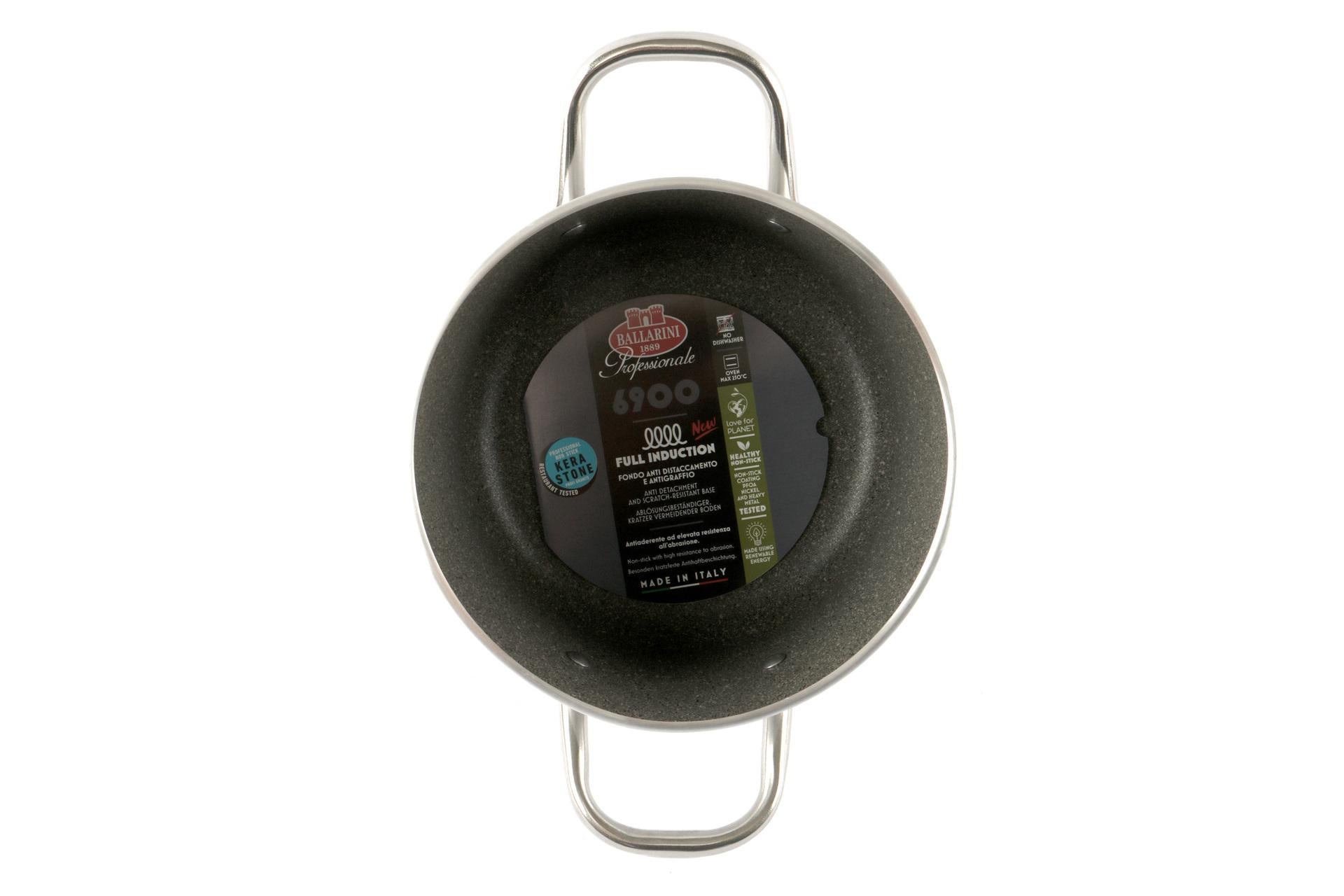 Ballarini Professionale Linea 6900 Casseruola Media Ø28 cm - 2 Maniglie per Induzione in Alluminio Spesso 4 mm con Rivestimento Antiaderente Kerastone Profi Granite 4