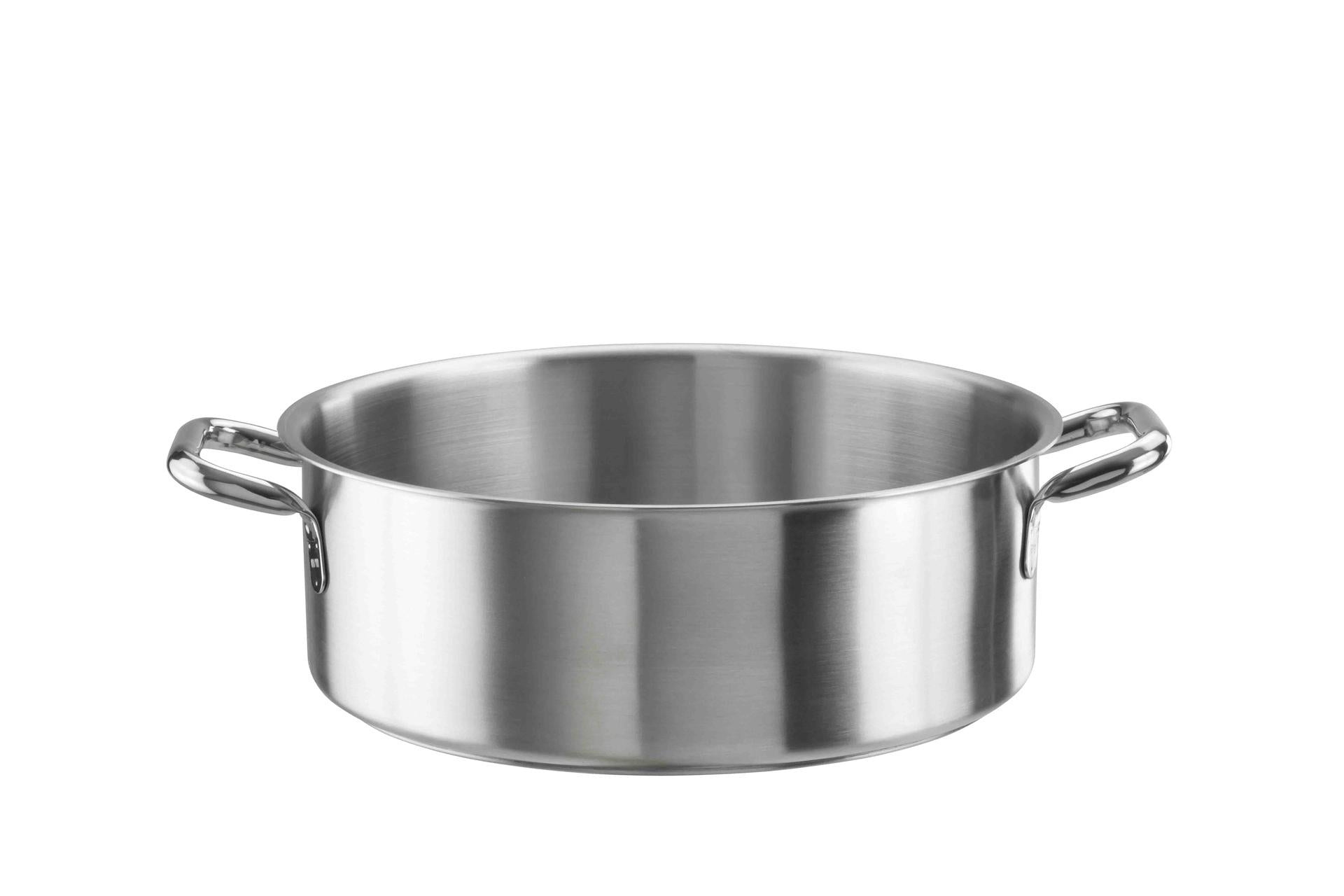 Pintinox Tender Casseruola Bassa 2 Manici Ø28 cm - H.9.5 cm 5L In Acciaio Inox 18/10 Adatta per Induzione