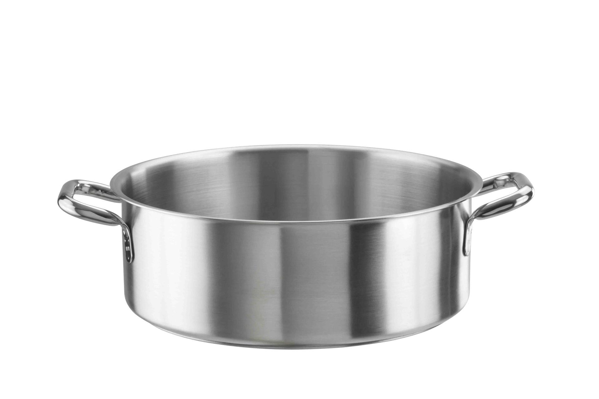Pintinox Tender Casseruola Bassa Ø32 cm - H.11 cm 8L In Acciaio Inox 18/10 Con 2 Manici