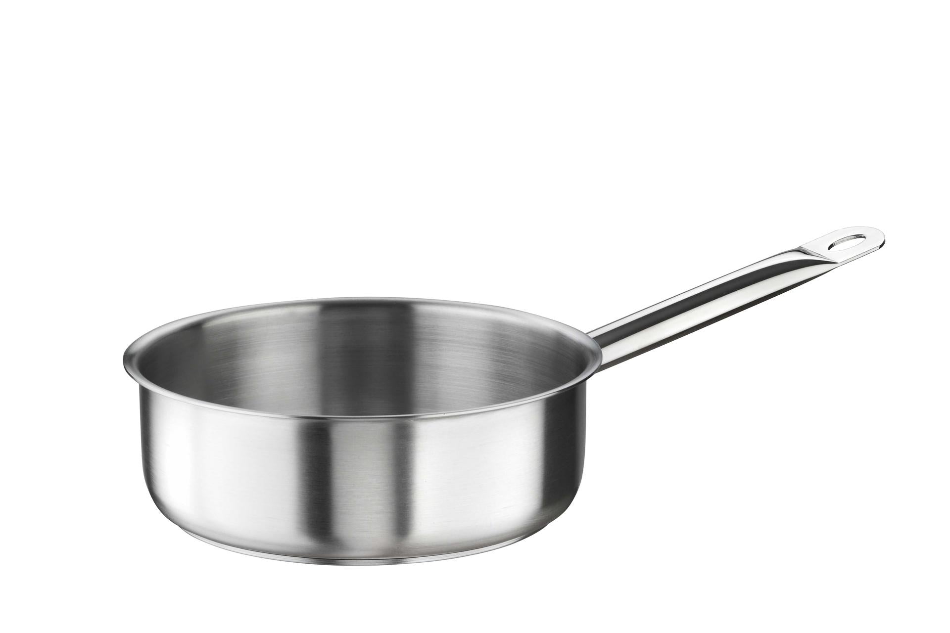 Pintinox Tender Casseruola Bassa 1 Manico Ø24 cm - H.8 cm 3.5 Lt In Acciaio Inox 18/10 Adatta per Induzione