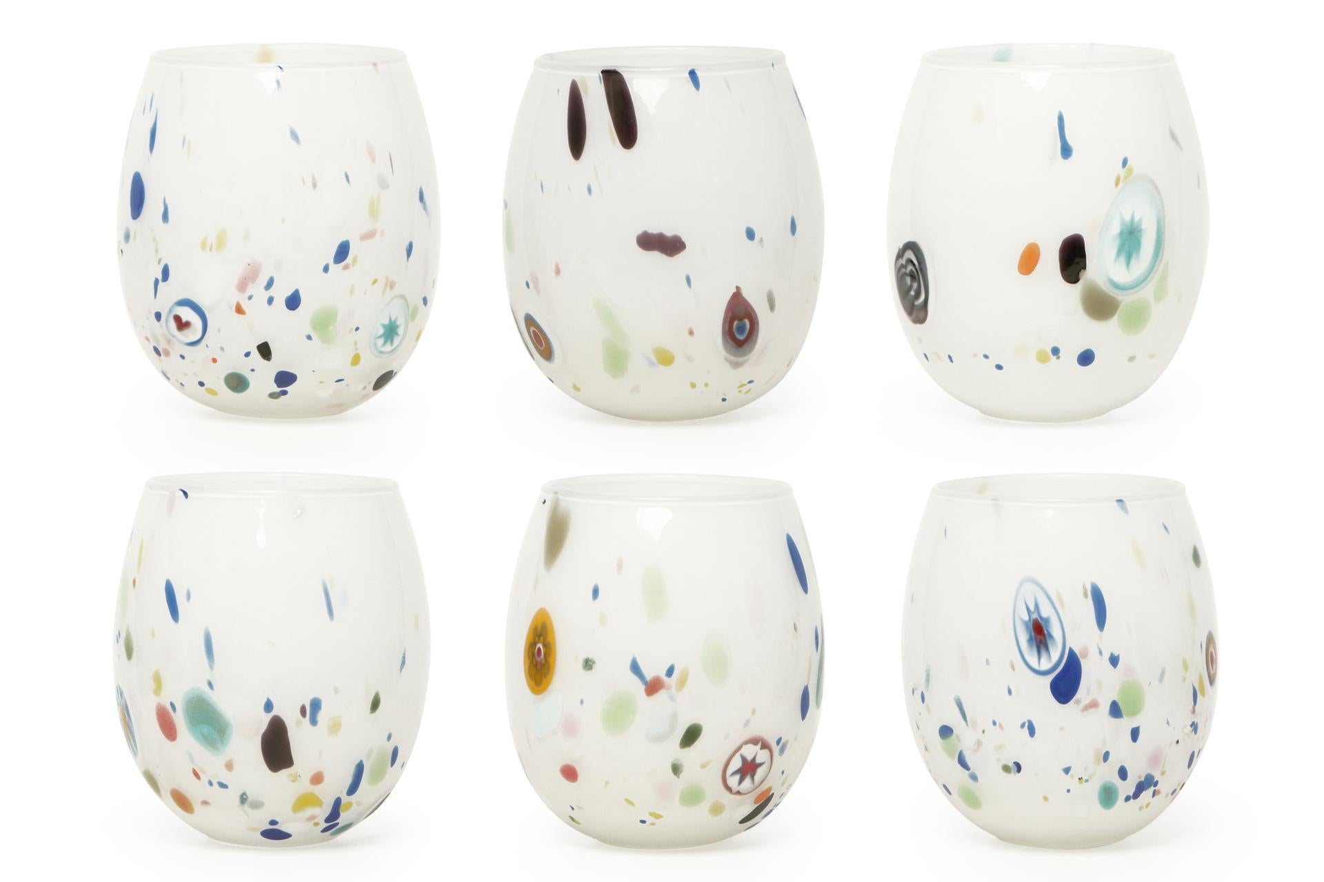 Vetreria Artistica Murano Set 6 Bicchieri Acqua 35 cl - Colore Bianco, Realizzati a Mano in Italia - Set 6 Pz