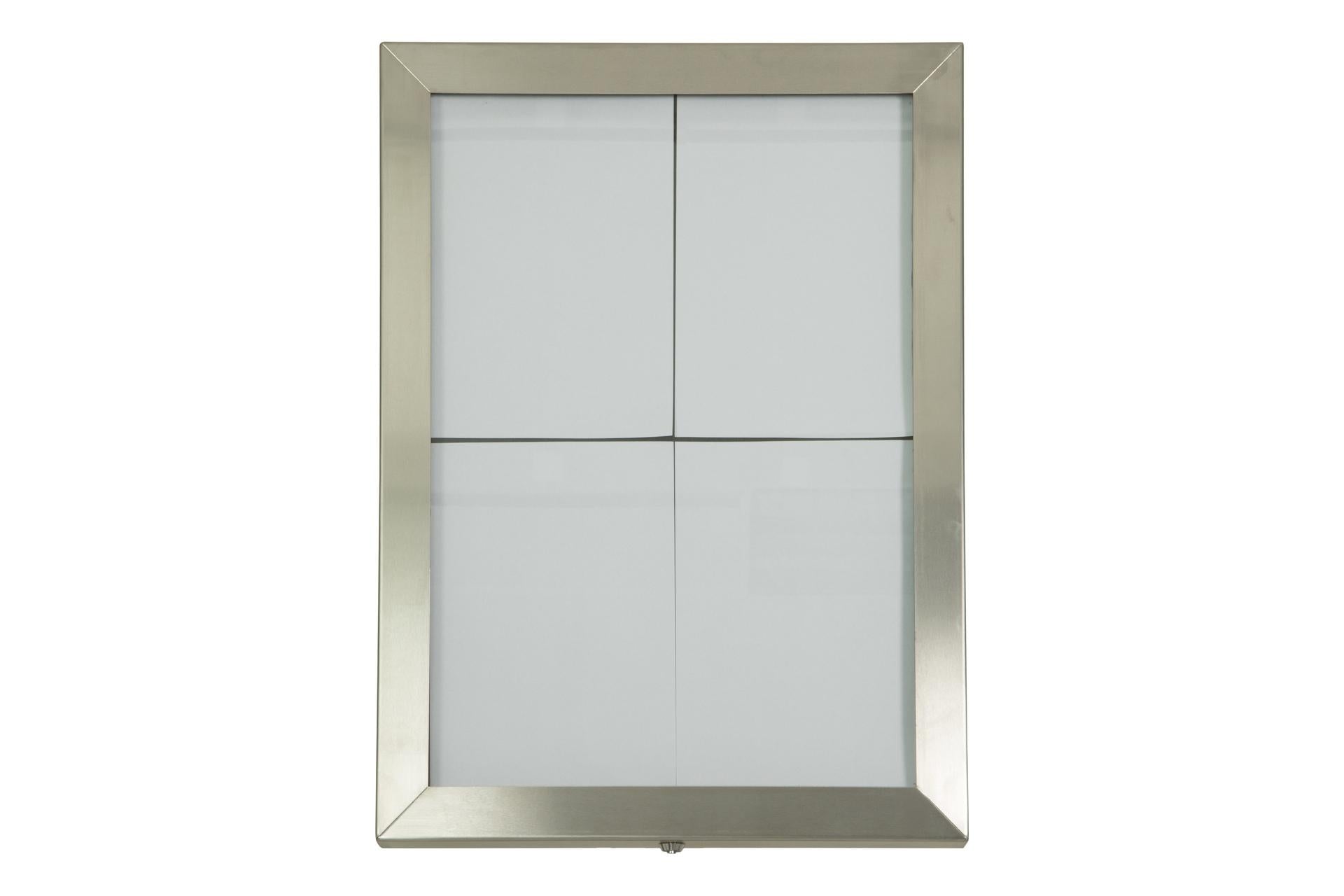 Securit Espositore Portamenu LED Inox 50,5x66,7 cm - Acciaio Satinato con LED Bianchi e Chiusura a Chiave, Montaggio a Parete o su Base 1