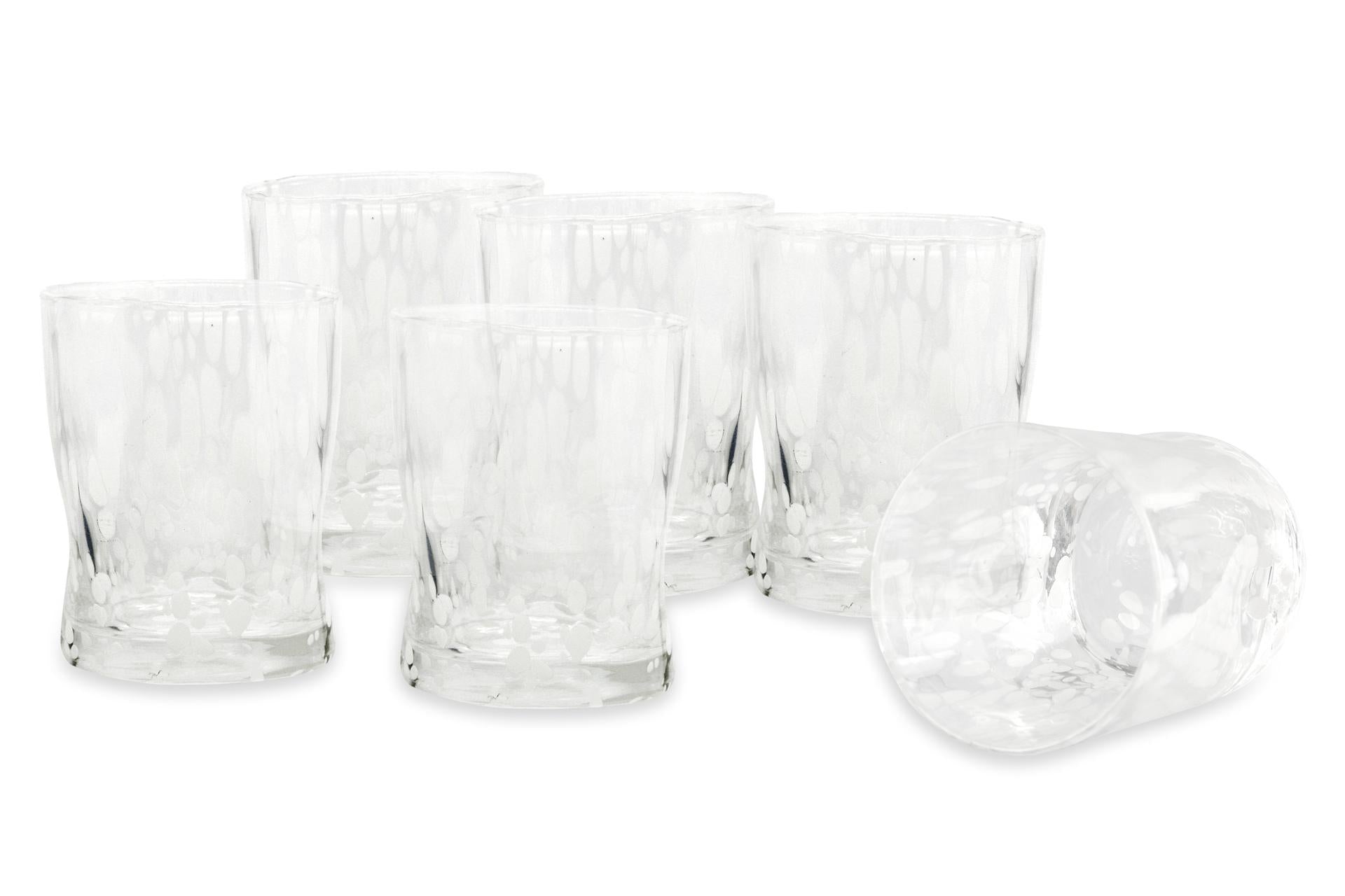 Vetreria Artistica Set 6 Bicchieri Acqua 33 cl Bianchi - Lavorazione Tipo Murano - Set 6 Pz