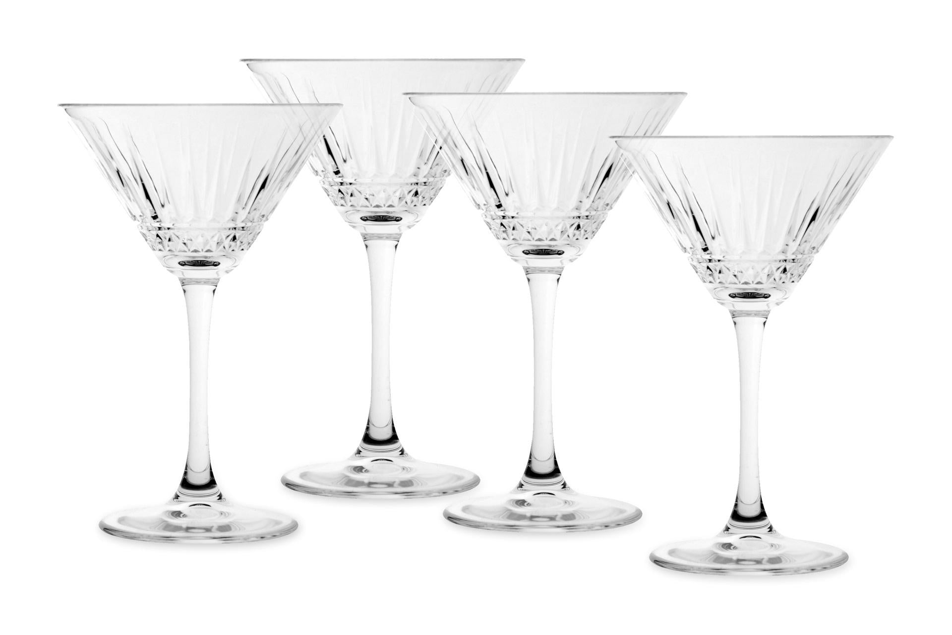Pasabahce Elysia Set 4 Calici Martini 22 cl In Vetro Con Scanalature - Set 4 Pz