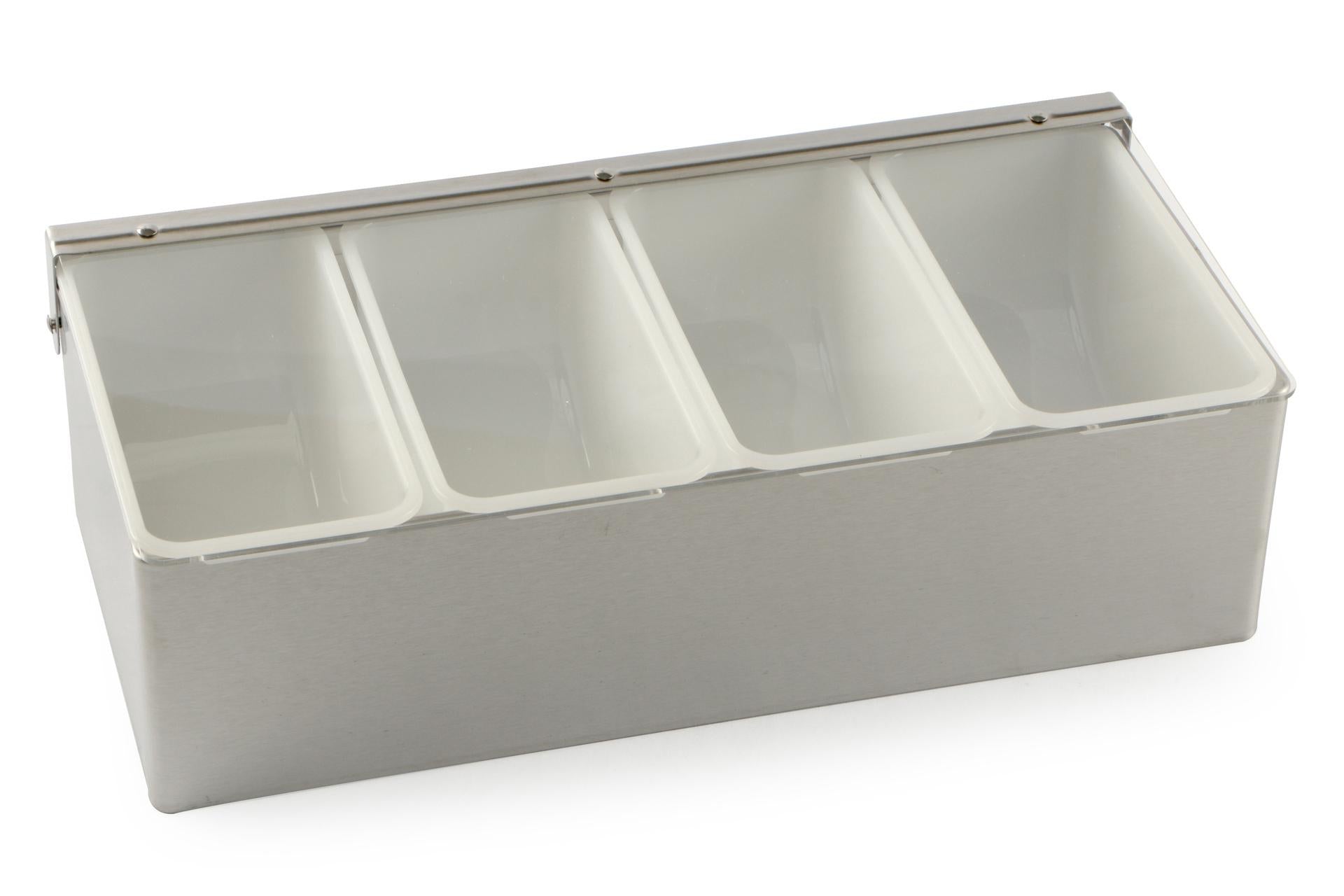 Horeca Professional Portacondimenti Inox 4 Vaschette CD-4 - Acciaio Inox Per Ristorazione