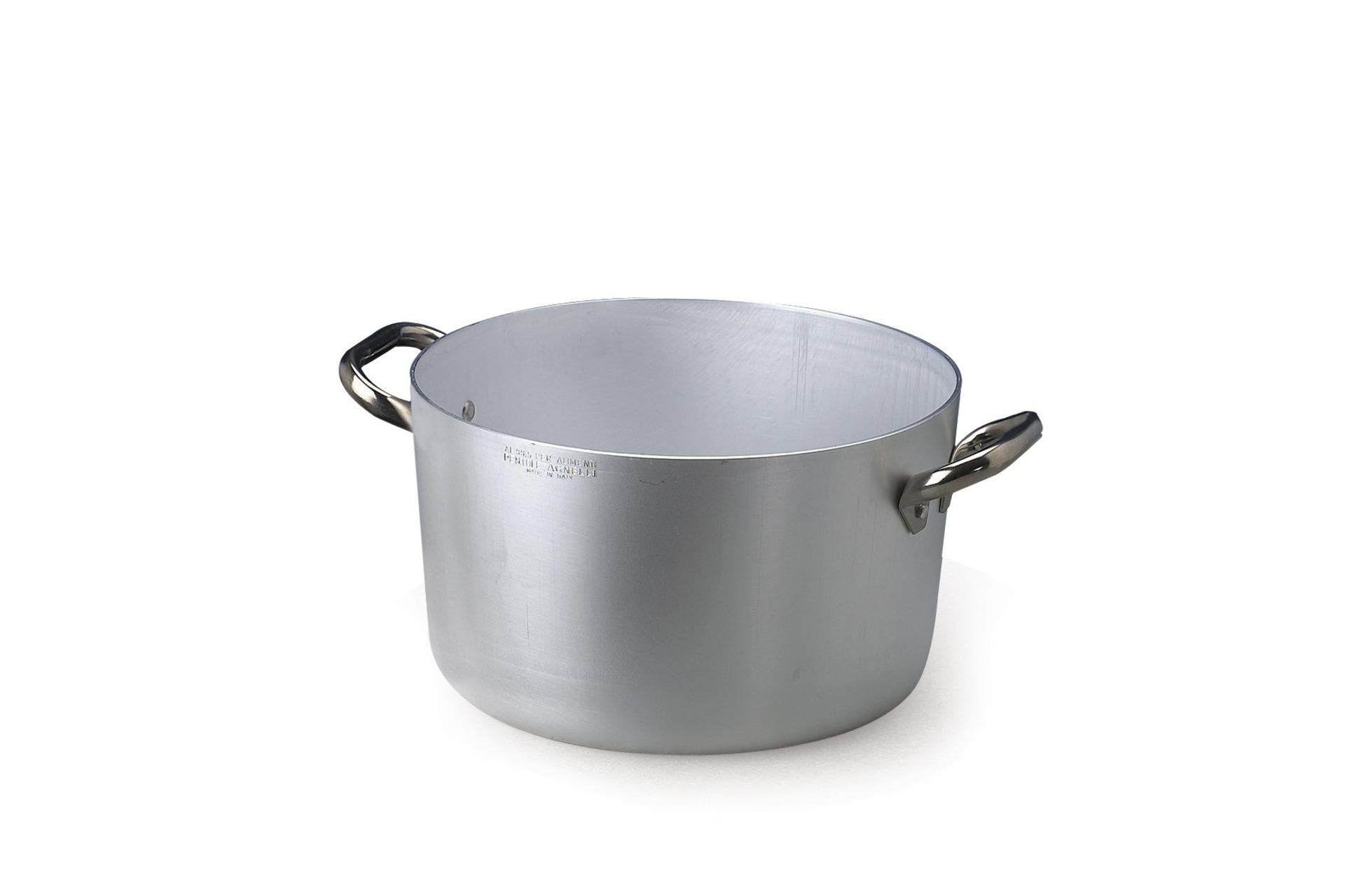 Agnelli Casseruola Alta Ø45 cm - Alluminio 3 mm Con 2 Maniglie Inox, Senza Coperchio