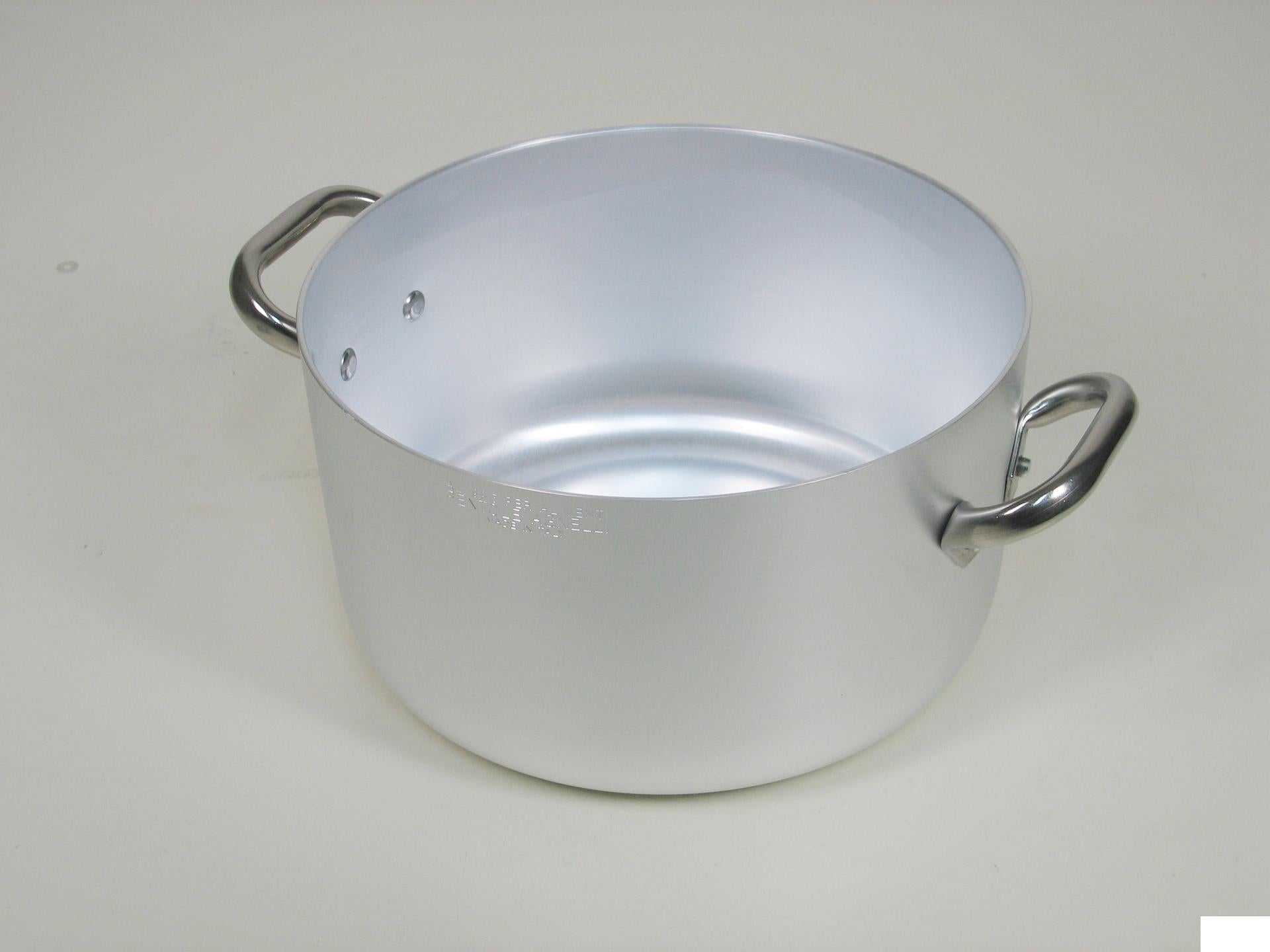 Agnelli Casseruola Alta Ø45 cm - Alluminio 3 mm Con 2 Maniglie Inox, Senza Coperchio