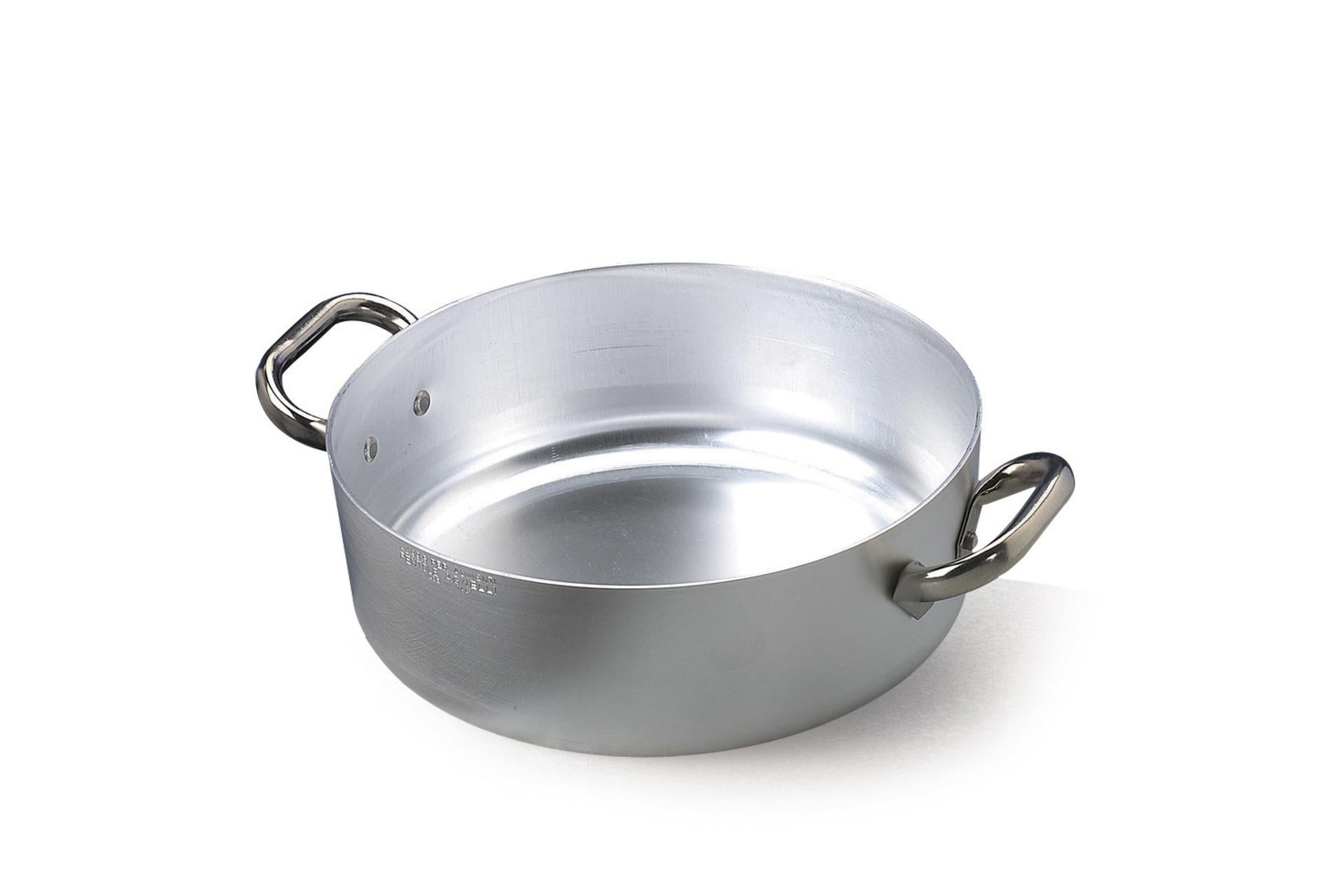 Agnelli Casseruola Bassa Ø32 cm - H.17 cm In Alluminio 3 mm Con 2 Maniglie Inox - Capacità 12.5 Litri