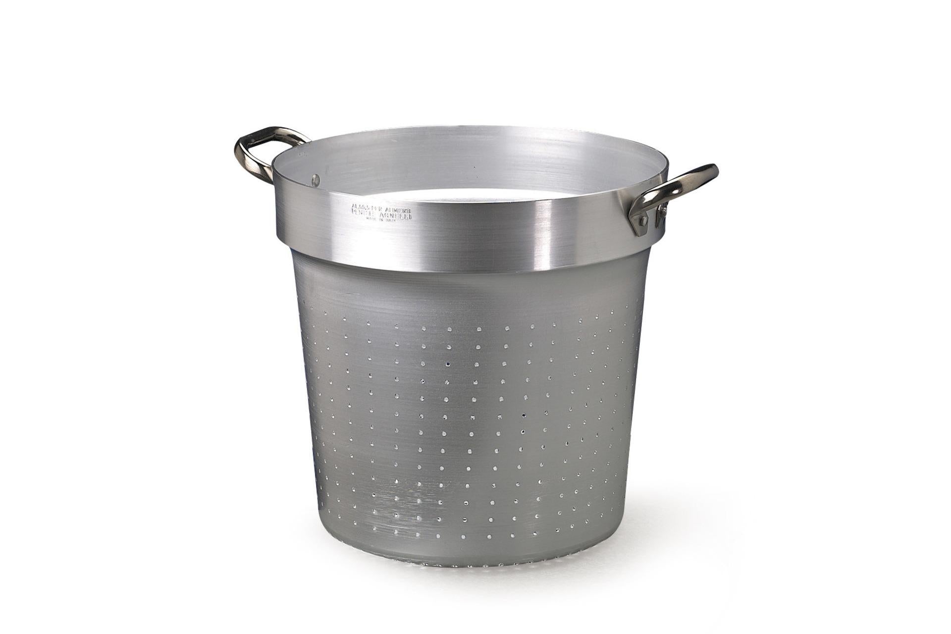 Agnelli Colapasta Cilindrico Ø50 cm - H.48 cm In Alluminio Con Due Maniglie Fisse Inox Per Pentole Alte