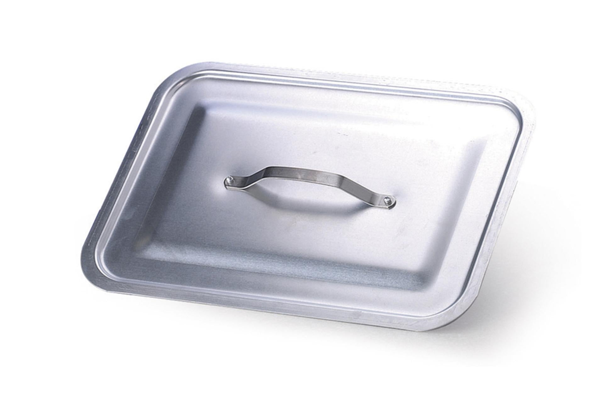 Agnelli Coperchio Rettangolare 60 x 40 cm In Alluminio Con Angoli Tondi e Ponticello Inox Per Rostiera