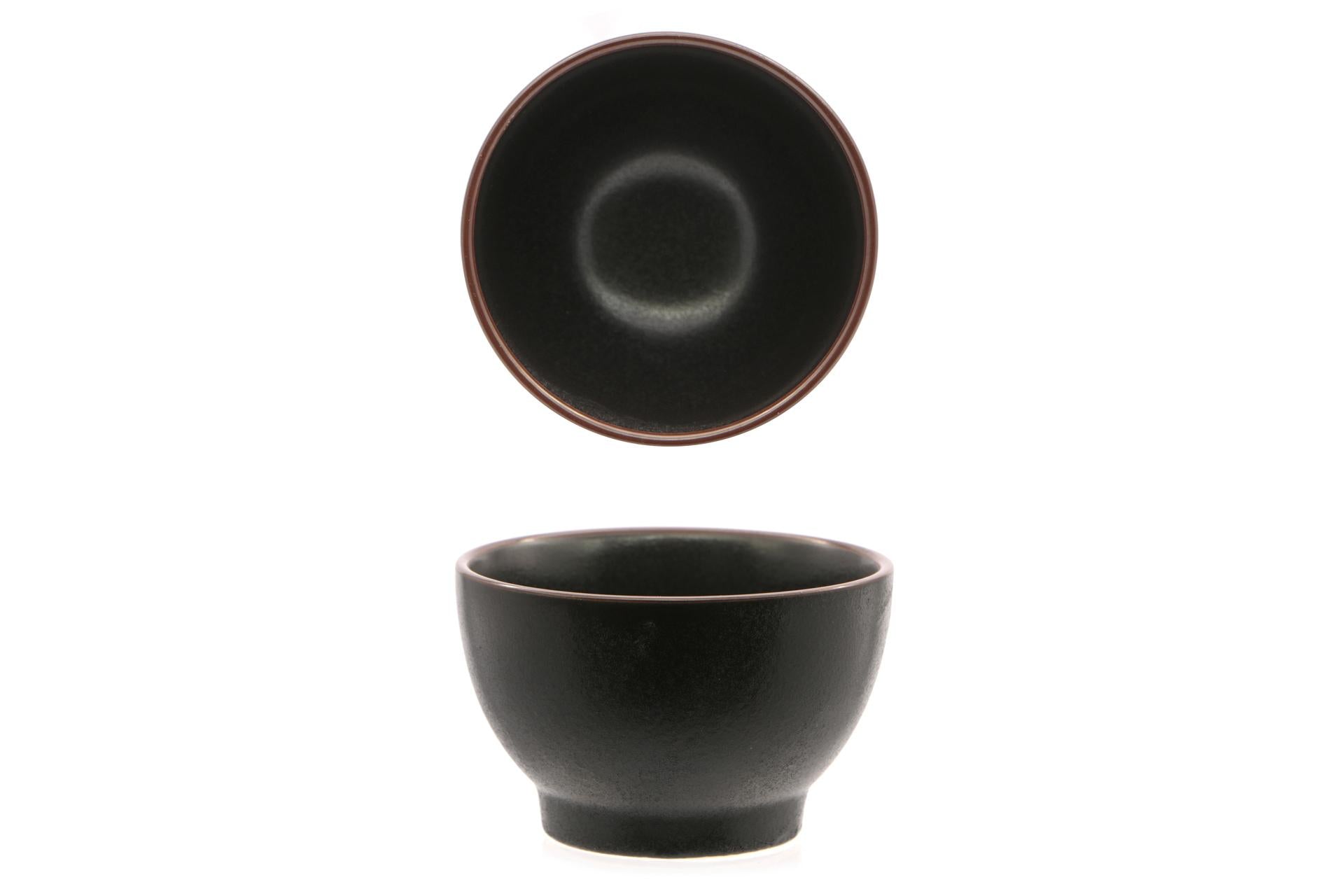 Import Tavola Professional Stromboli Coppetta Ø8.5 cm In Stoneware Nero Con Bordatura Ramata - Set 8 Pz