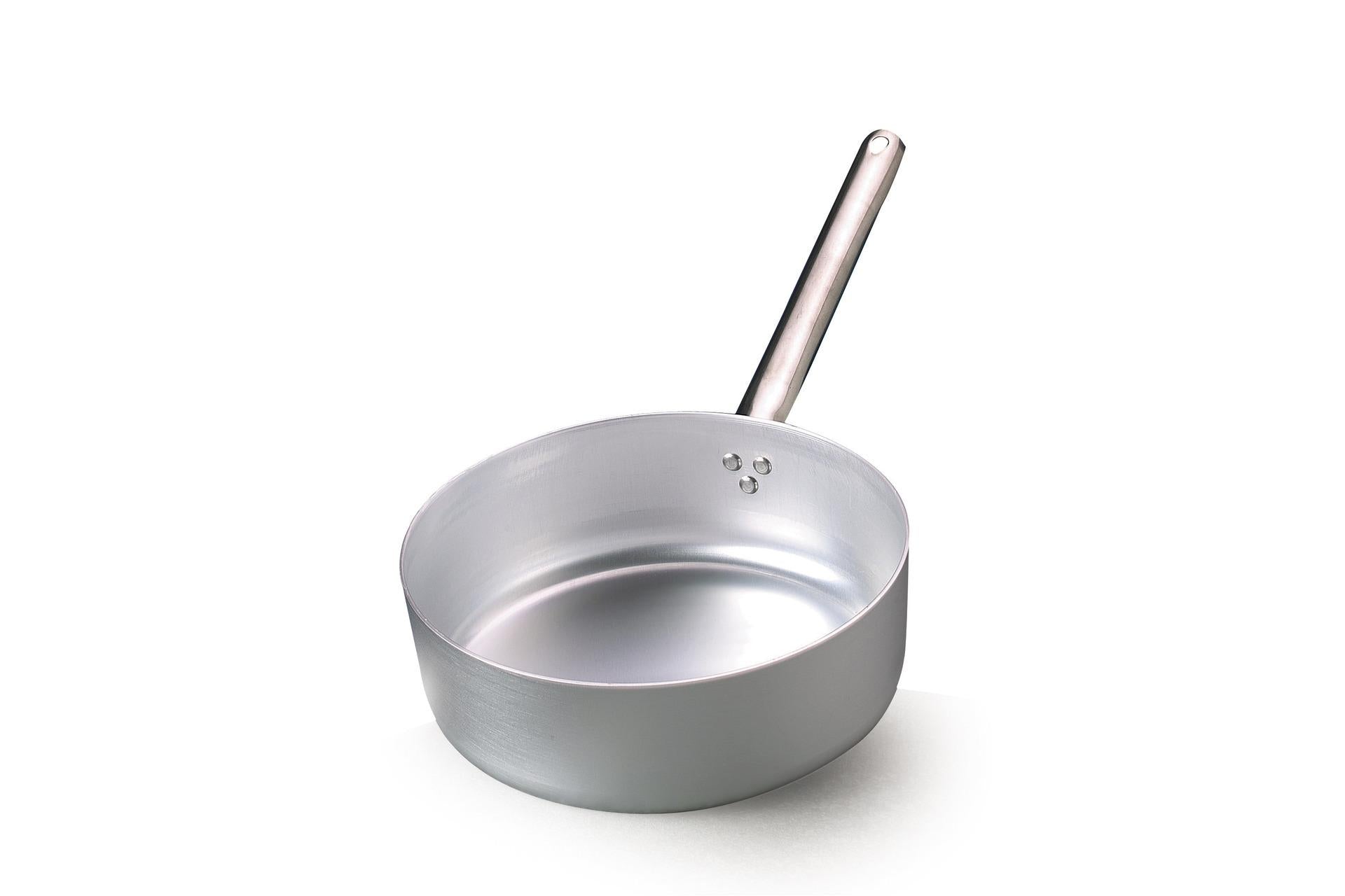 Agnelli Casseruola Bassa Ø28 cm - H.9.5 cm In Alluminio 3 mm Con Manico Tubolare Inox, Capacità 6.4 L / 4.1 L, Senza Coperchio