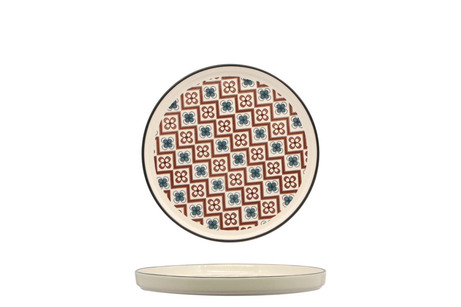 Import Tavola Professional Mosaik Piatto Nordic Ø21 cm Brown In Stoneware Con Decorazioni Arabeggianti - Set 8 Pz