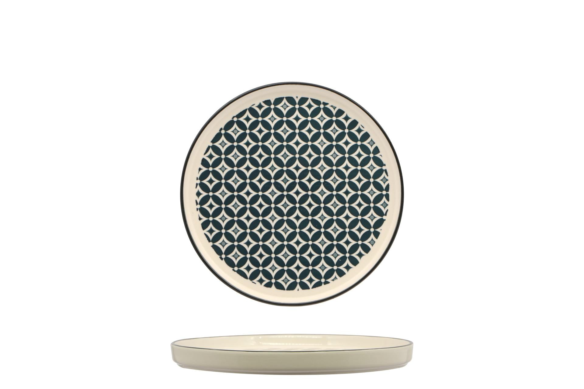 Import Tavola Professional Mosaik Piatto Nordic Ø21 cm Blu In Stoneware Con Decorazioni Arabeggianti - Set 8 Pz