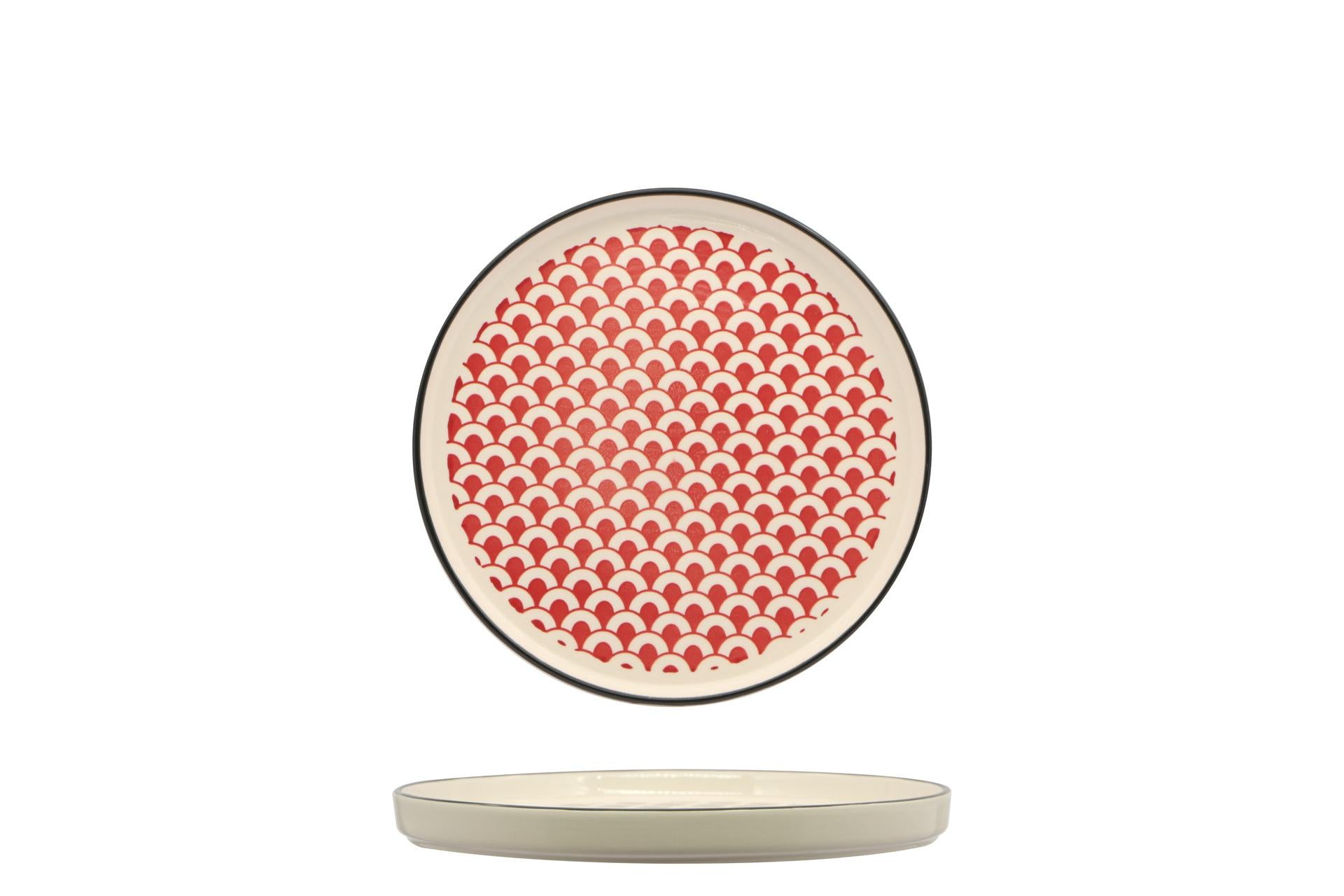 Import Tavola Professional Mosaik Piatto Nordic Ø21 cm Rosso In Stoneware - Set 8 Pz