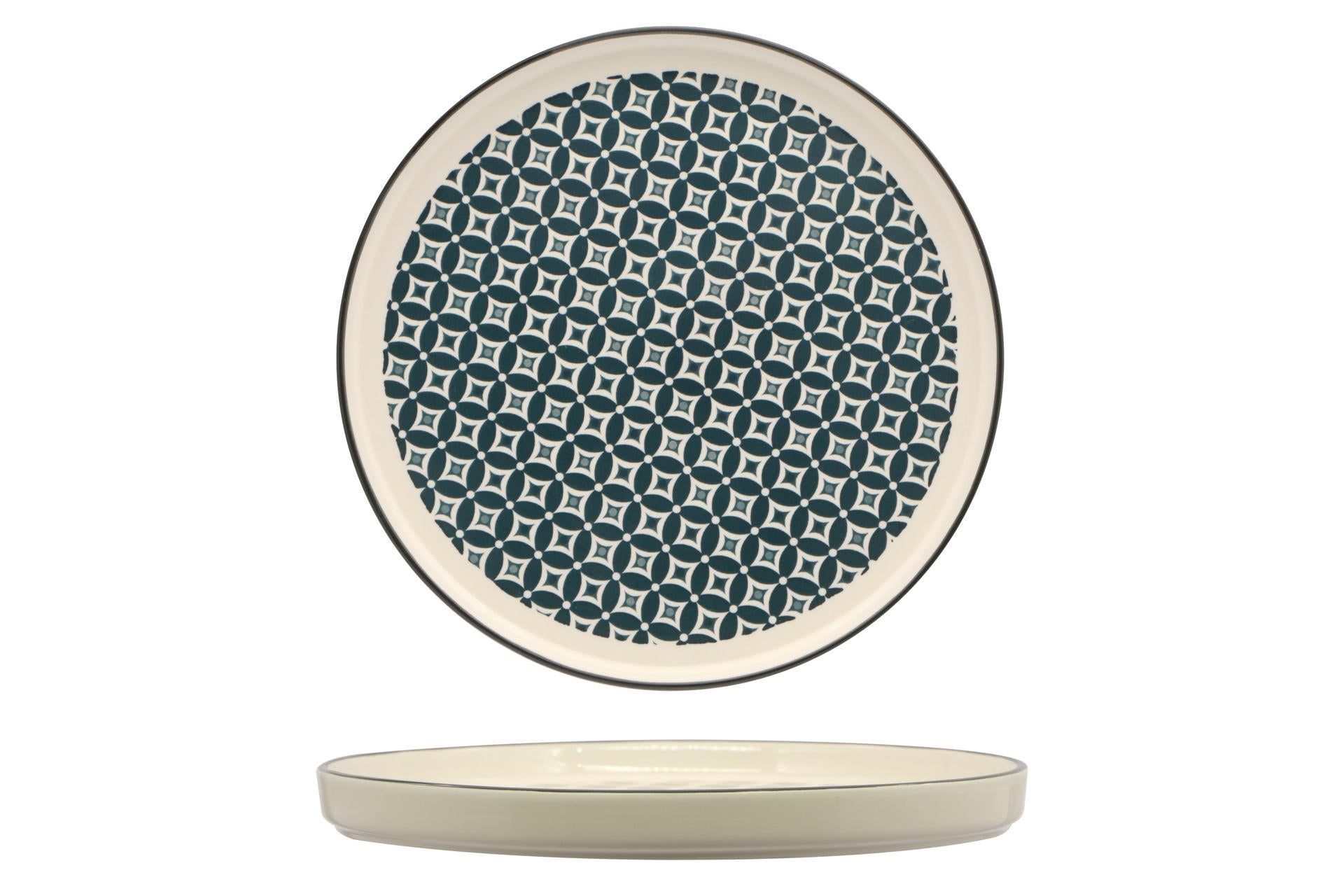 Import Tavola Professional Mosaik Piatto Nordic Ø27 cm Blu In Stoneware Con Decorazioni Arabeggianti - Set 4 Pz