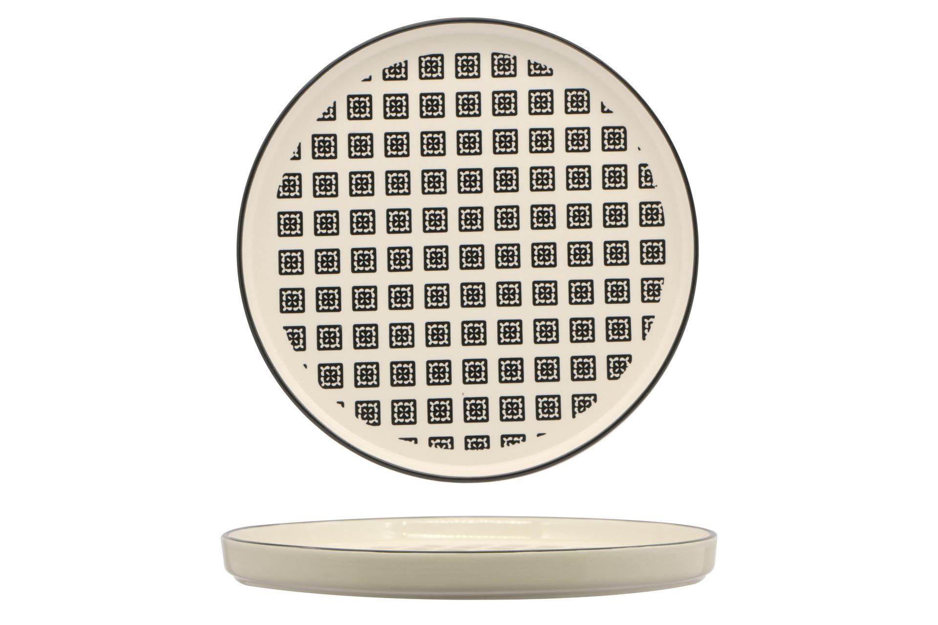 Import Tavola Professional Mosaik Piatto Nordic Ø27 cm Black In Stoneware Con Decorazioni Arabeggianti - Set 4 Pz