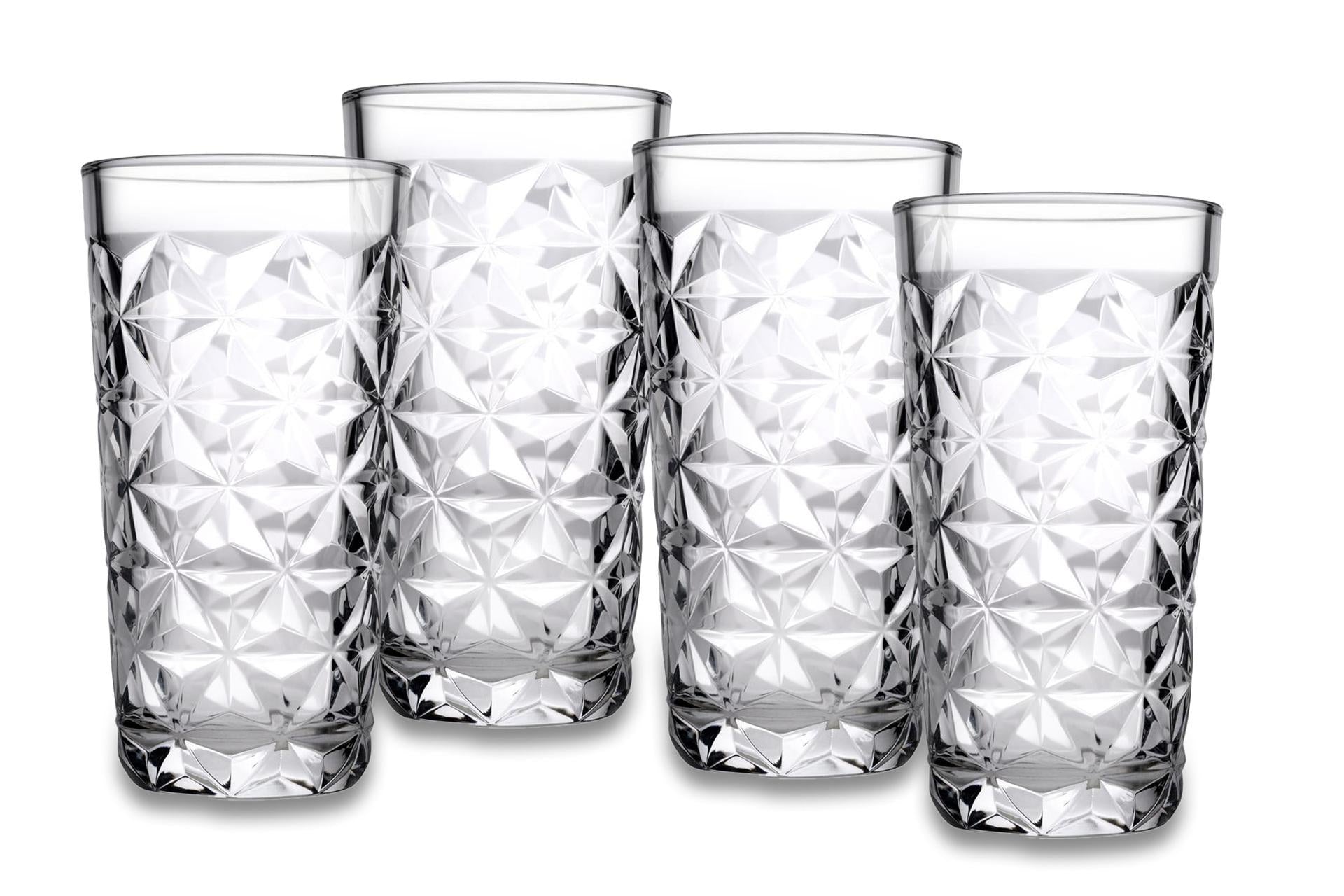 Pasabahce Estrella Set 4 Bicchieri Long Drink 36 cl - Collezione Mille Sfaccettature - Set 4 Pz