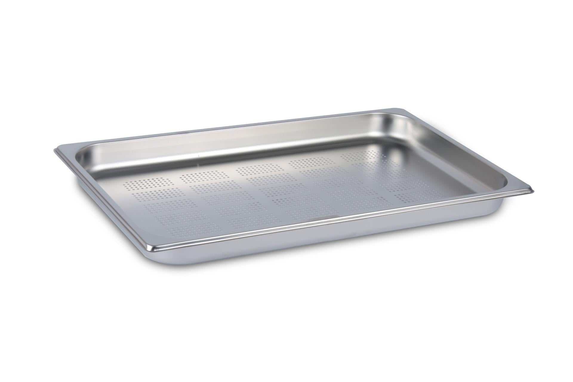 Mori2A Bacinella GN Inox 1/1 Fondo Forato Bordi Pieni 53x32 cm - H4 Spessore 0.7 mm