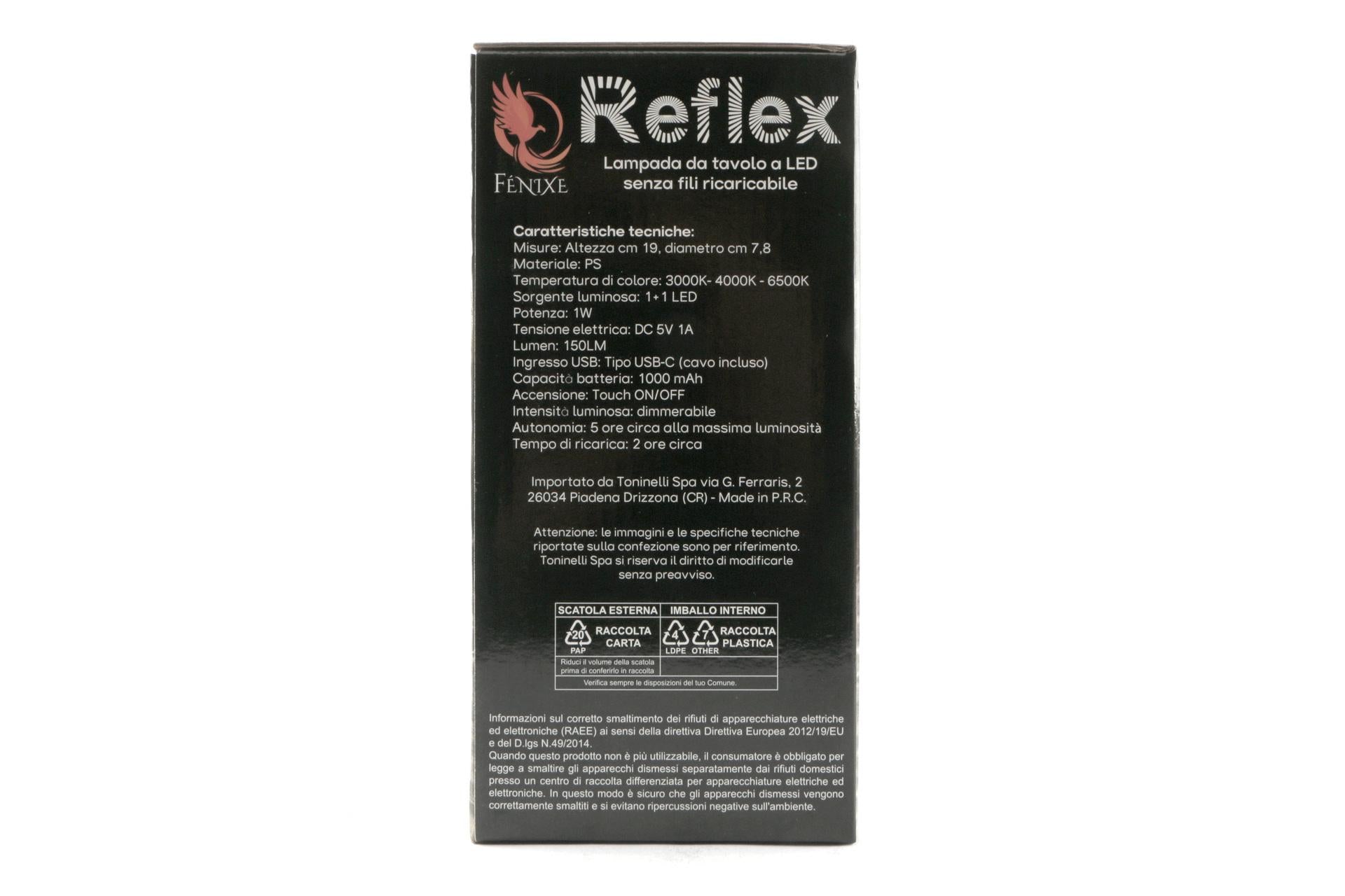 Import Tavola Professional Reflex Lampada da Tavolo Dimmerabile e Ricaricabile H.19 cm - 8 cm In Polistirene Trasparente Con LED e Tre Tonalità di Colore 7