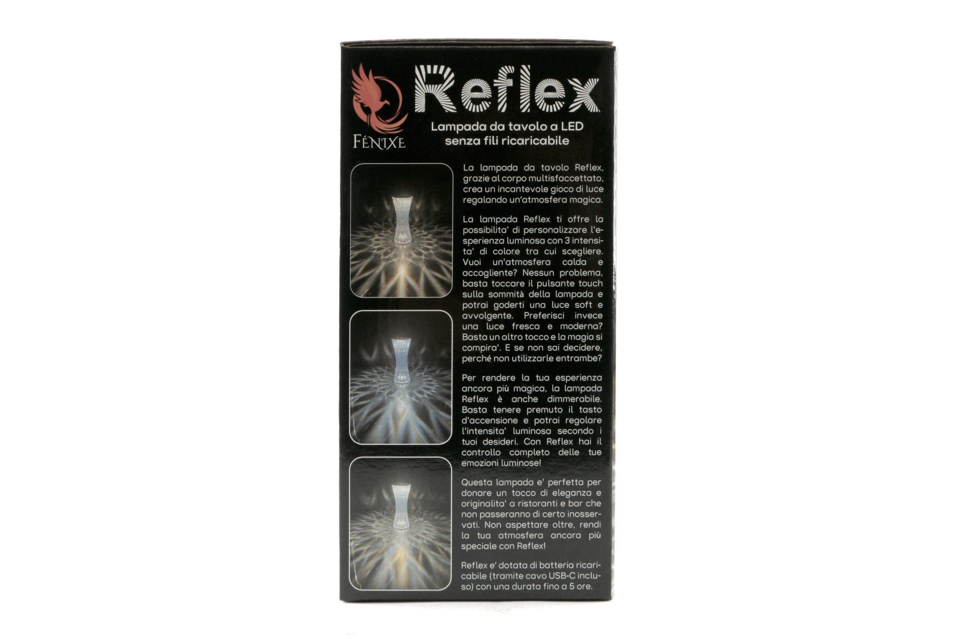 Import Tavola Professional Reflex Lampada da Tavolo Dimmerabile e Ricaricabile H.19 cm - 8 cm In Polistirene Trasparente Con LED e Tre Tonalità di Colore 8