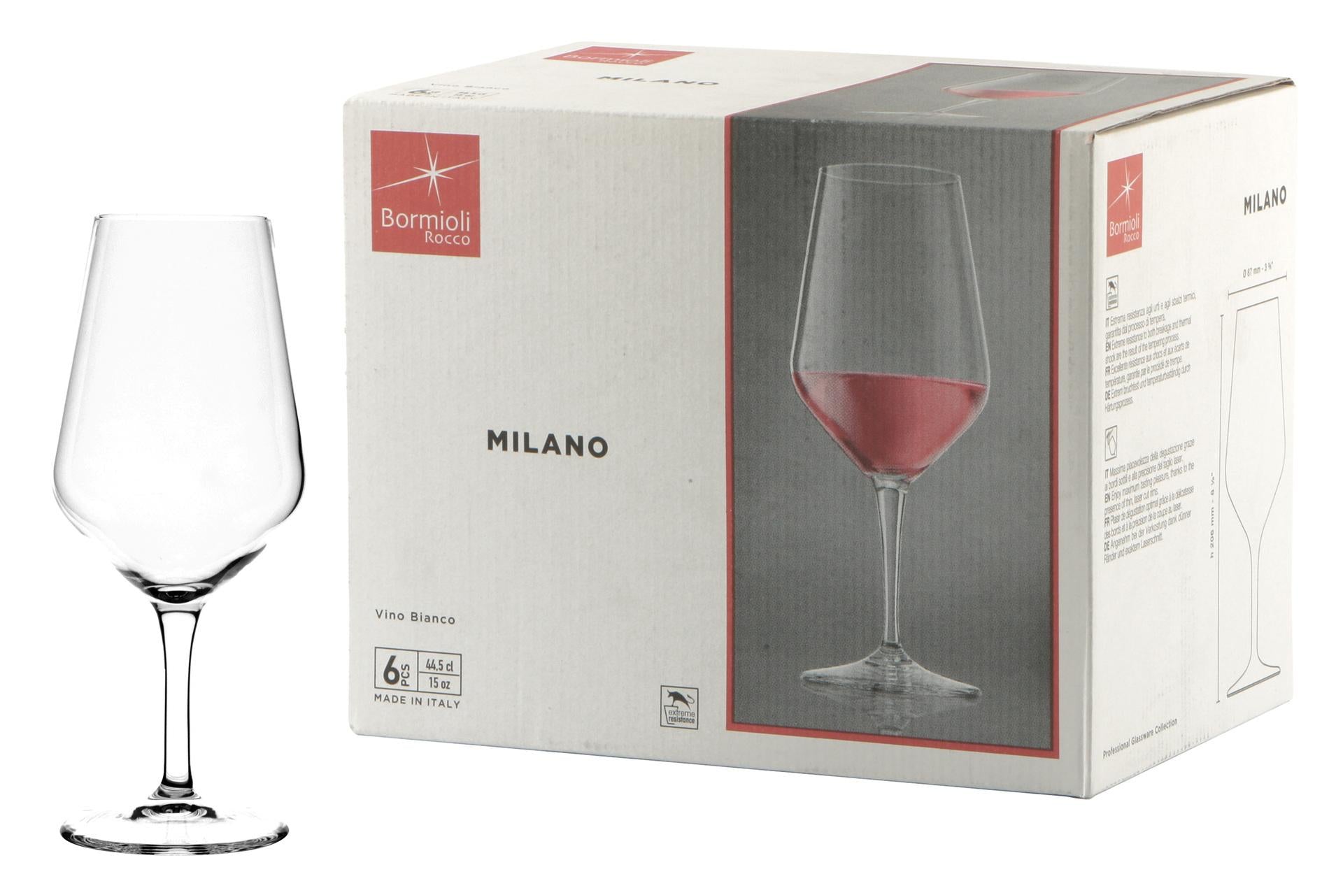 Bormioli Rocco Milano Set 6 Calici Vino Bianco 44 cl In Vetro Temperato - Set 6 Pz 3