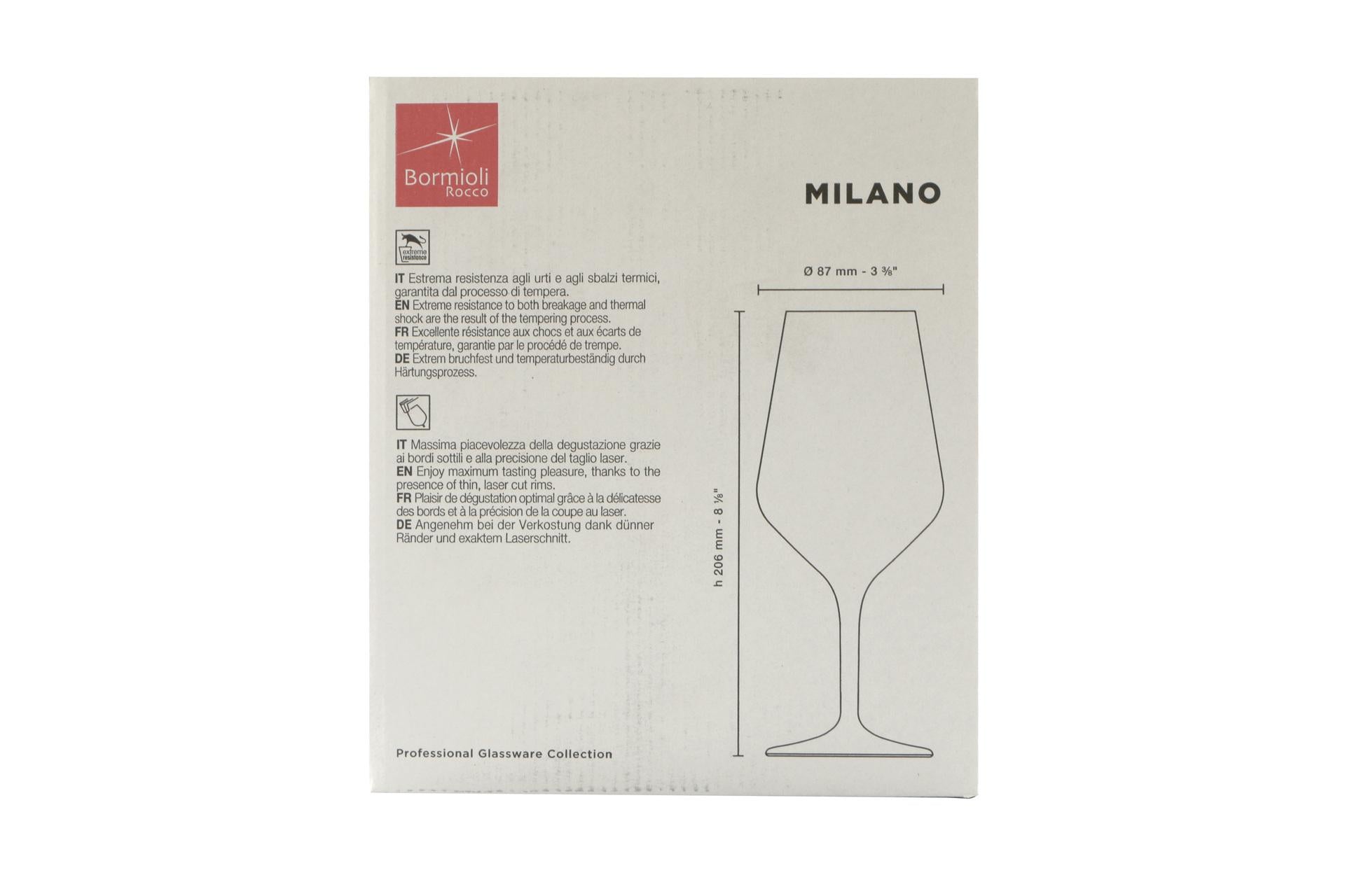 Bormioli Rocco Milano Set 6 Calici Vino Bianco 44 cl In Vetro Temperato - Set 6 Pz 6