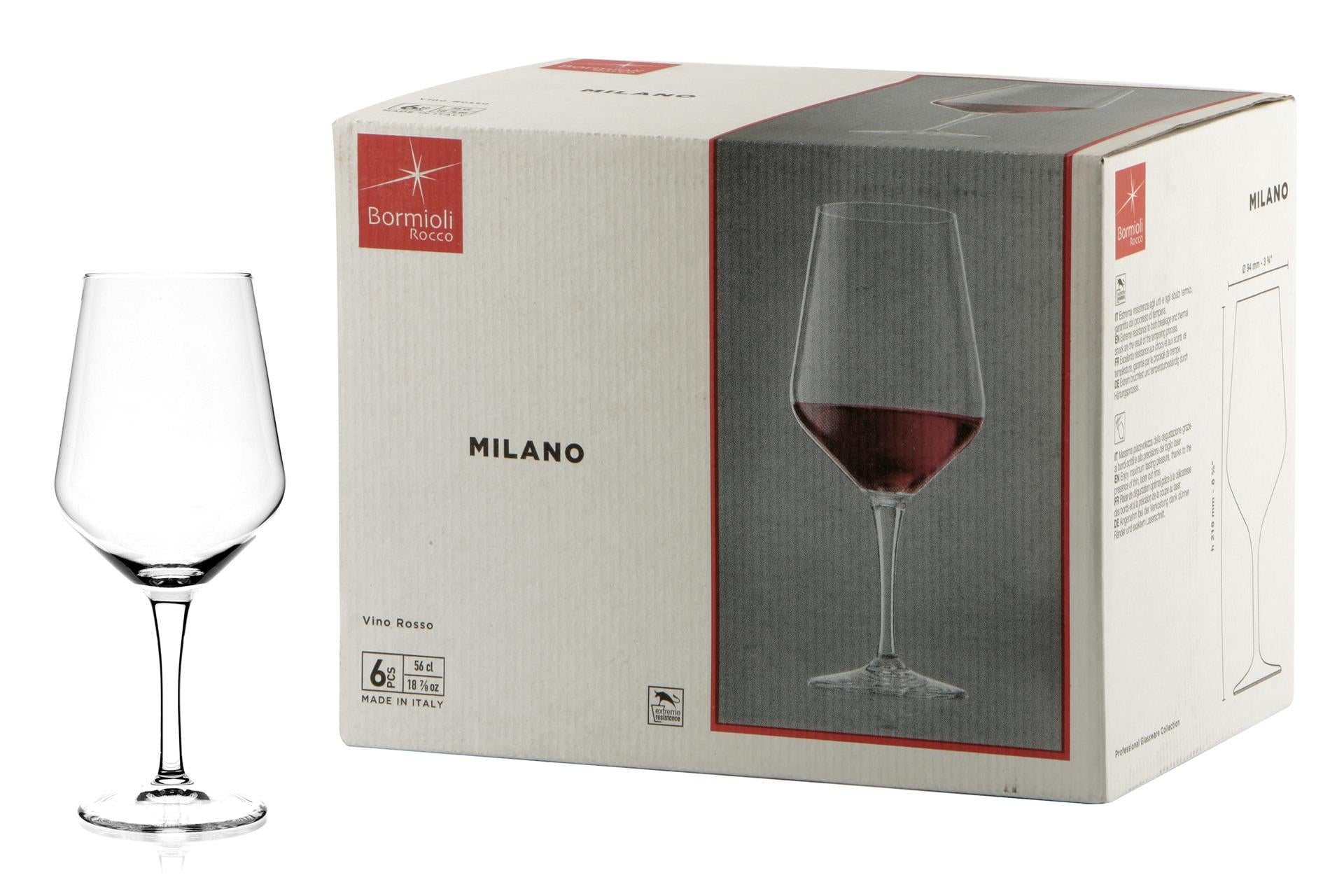 Bormioli Rocco Milano Set 6 Calici Vino Rosso 55 cl - Vetro Temperato Resistente - Set 6 Pz 3