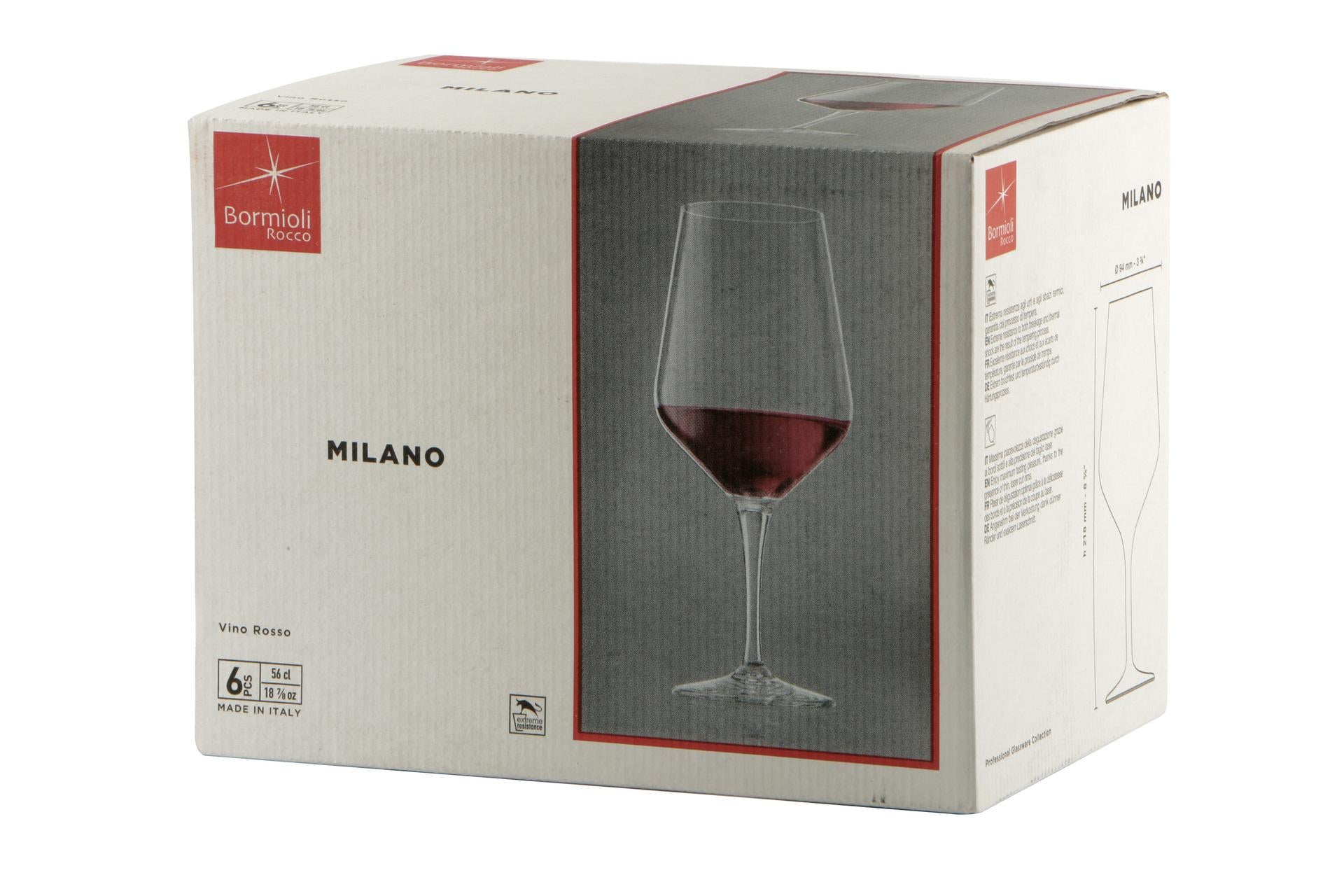 Bormioli Rocco Milano Set 6 Calici Vino Rosso 55 cl - Vetro Temperato Resistente - Set 6 Pz 4