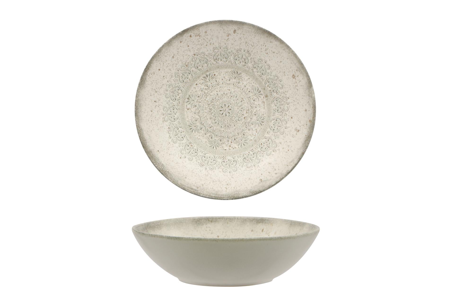 Mesa Ceramics Lace Insalatiera Ø17 cm In Stoneware Effetto Invecchiato Con Decoro Pizzo - Set 4 Pz