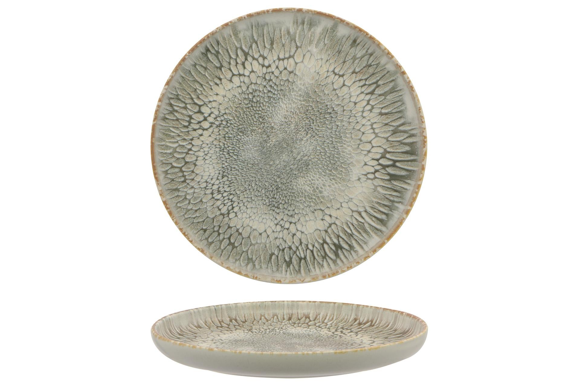 Mesa Ceramics Dust Piatto Piano Bordo Alto Ø33 cm In Stoneware Grigio e Beige - Set 4 Pz