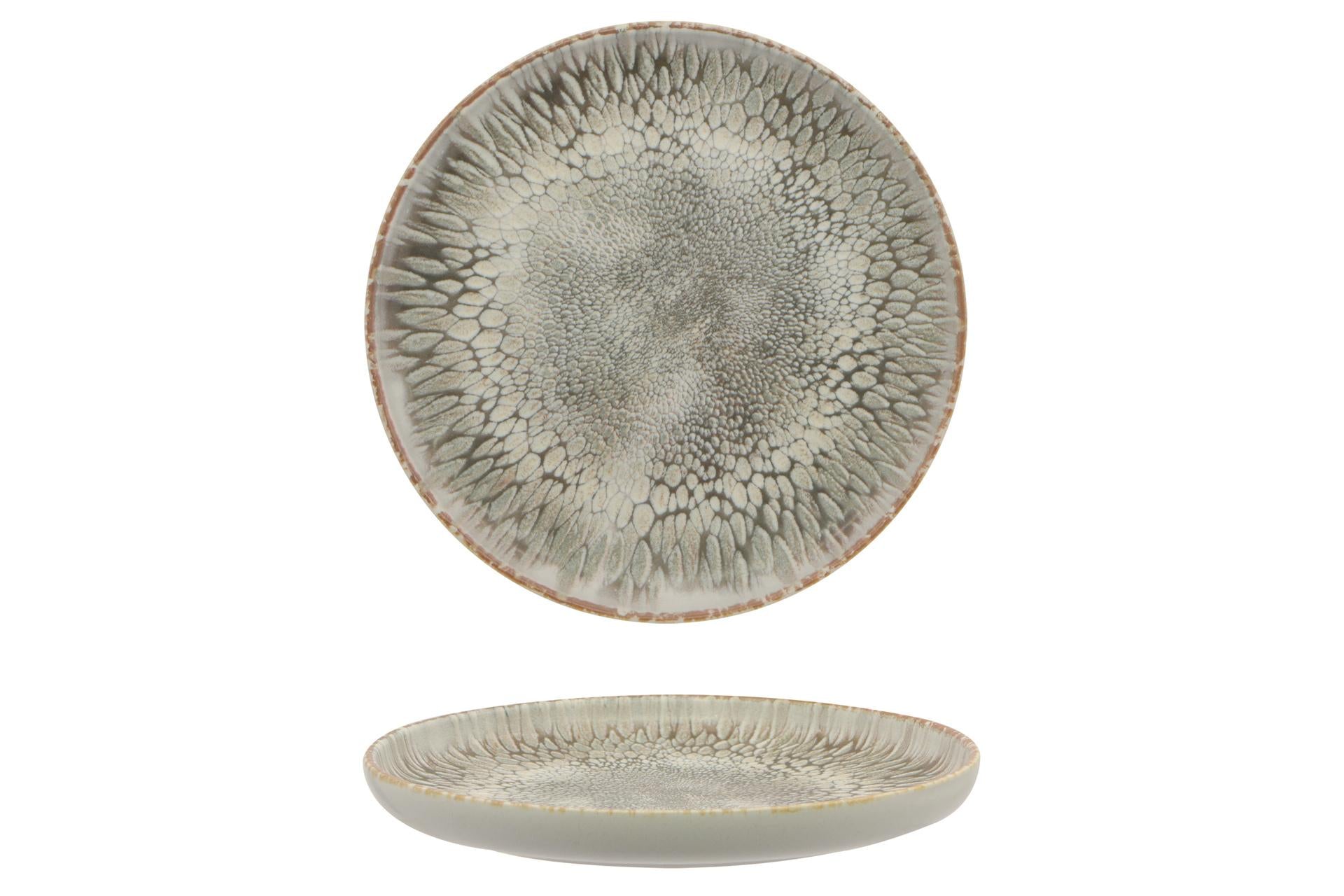 Mesa Ceramics Dust Piatto Piano Bordo Alto Ø28 cm In Stoneware Grigio e Beige - Set 4 Pz
