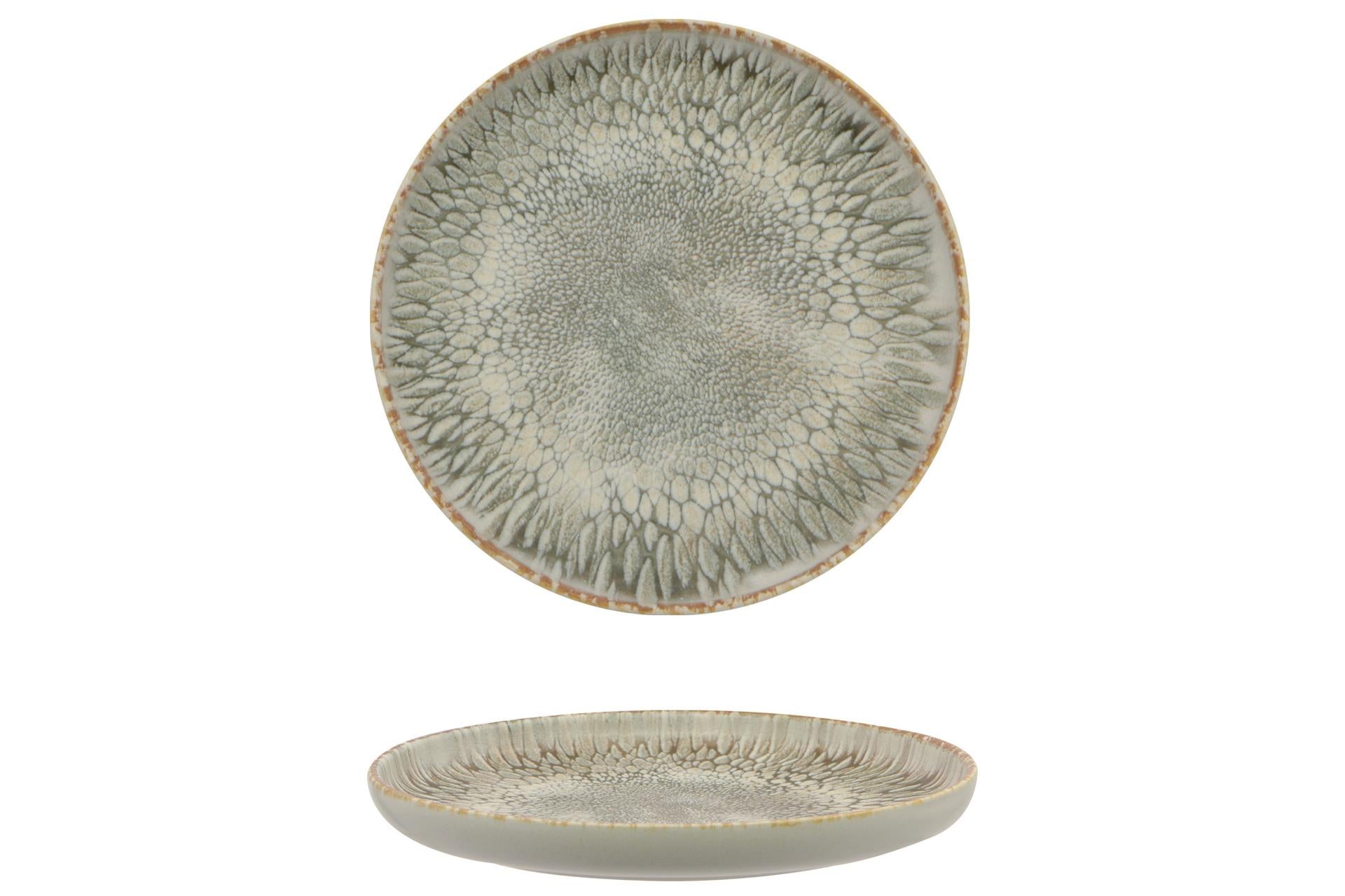 Mesa Ceramics Dust Piatto Piano Ø22 cm - Stoneware Bordo Alto Grigio e Beige - Set 4 Pz