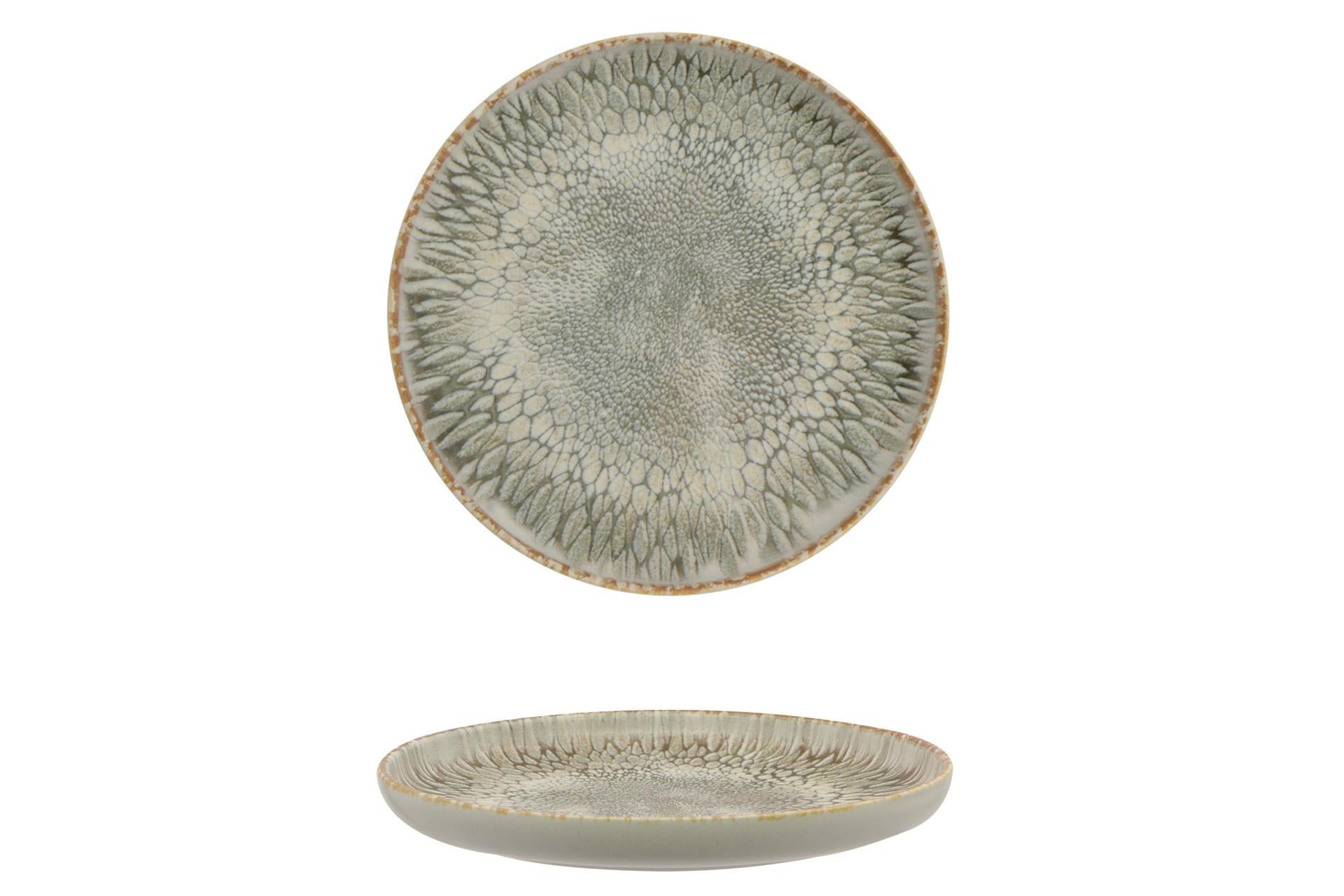Mesa Ceramics Dust Piatto Piano Bordo Alto Ø17.5 cm In Stoneware Grigio e Beige - Set 4 Pz