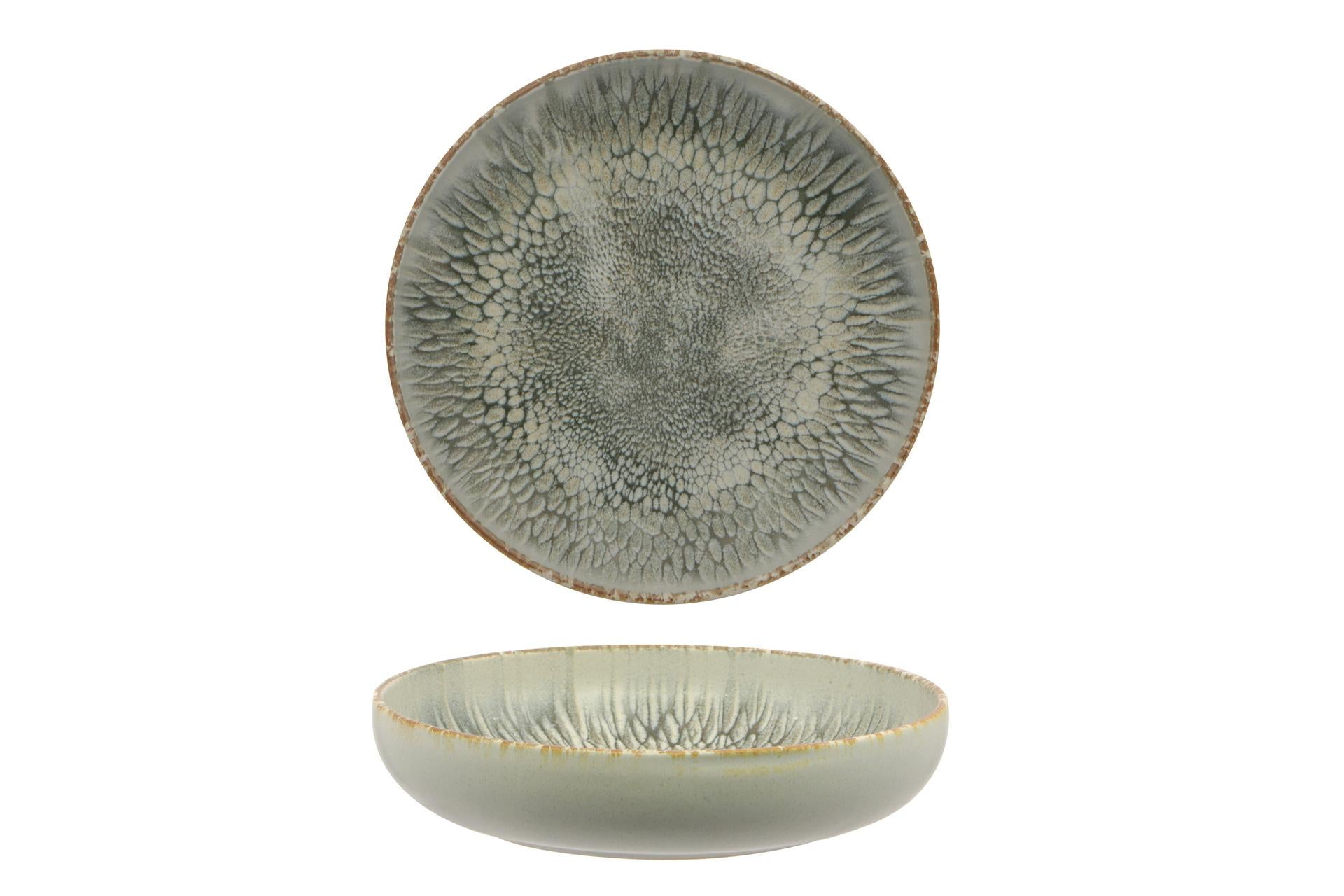 Mesa Ceramics Dust Piatto Fondo Ø22 cm In Stoneware - Collezione Moderna Grigio e Beige - Set 4 Pz
