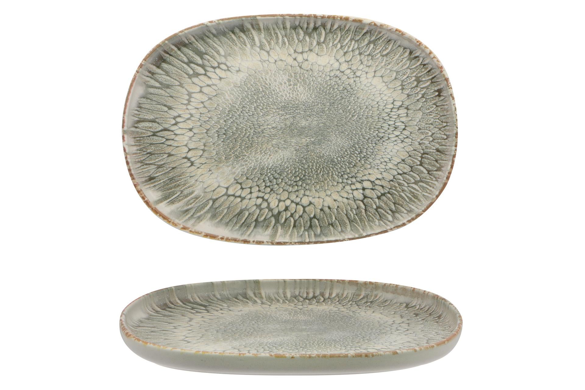 Mesa Ceramics Dust Vassoio Ovale 33x23 cm In Stoneware Grigio e Beige - Set 4 Pz