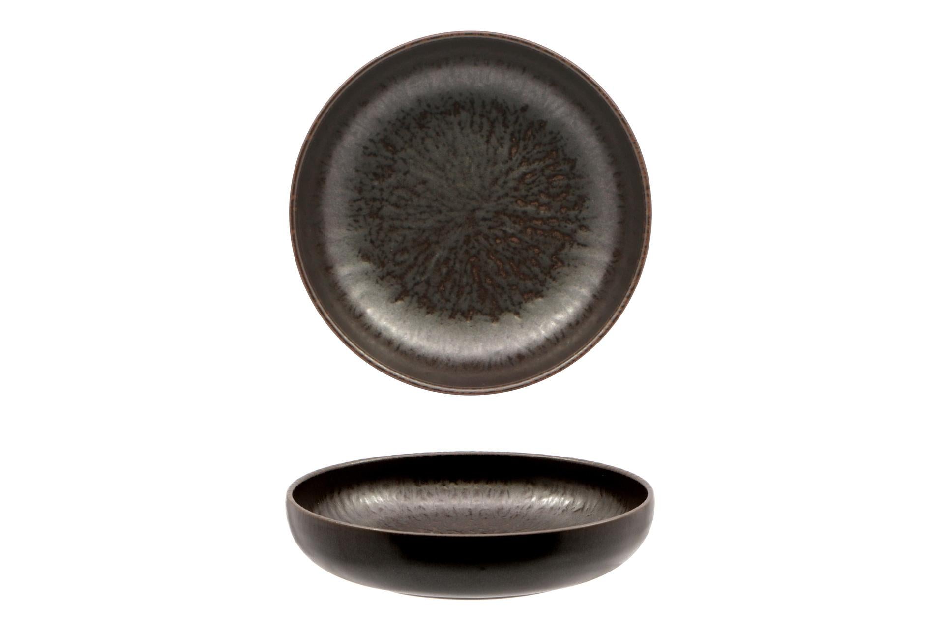 Mesa Ceramics Taal Coppetta Ø16 cm In Stoneware Con Decoro Metallizzato Marrone - Set 4 Pz