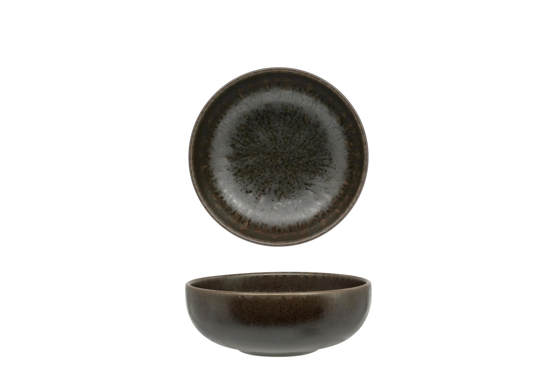 Mesa Ceramics Coppetta Taal Ø12.5 cm In Stoneware Con Decoro Metallizzato Marrone - Set 4 Pz