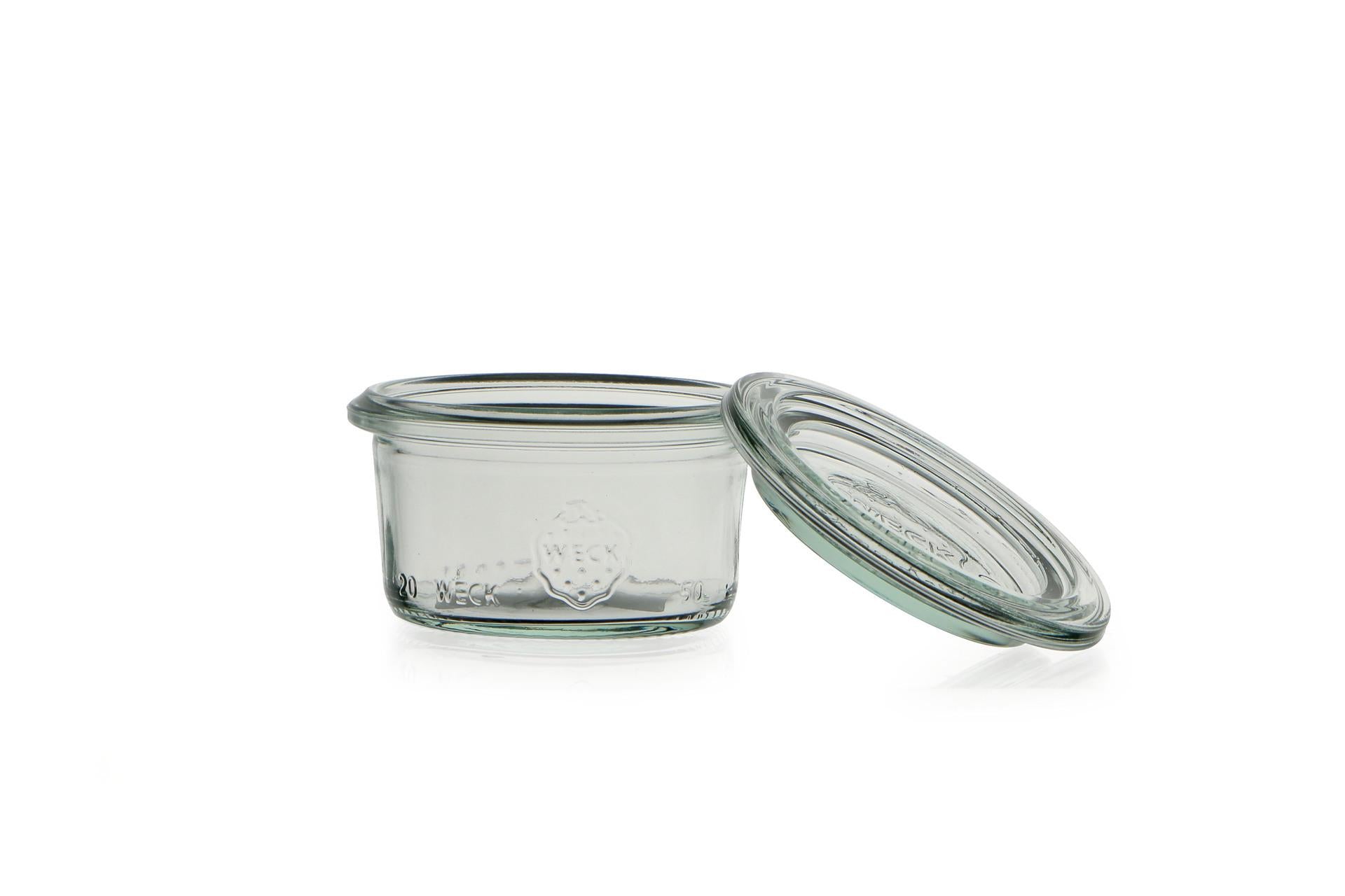 Weck Vasetto Cilindrico 50 ml Con Coperchio Ø60 mm - Adatto per Conserve e Vaso-Cottura - Set 24 Pz