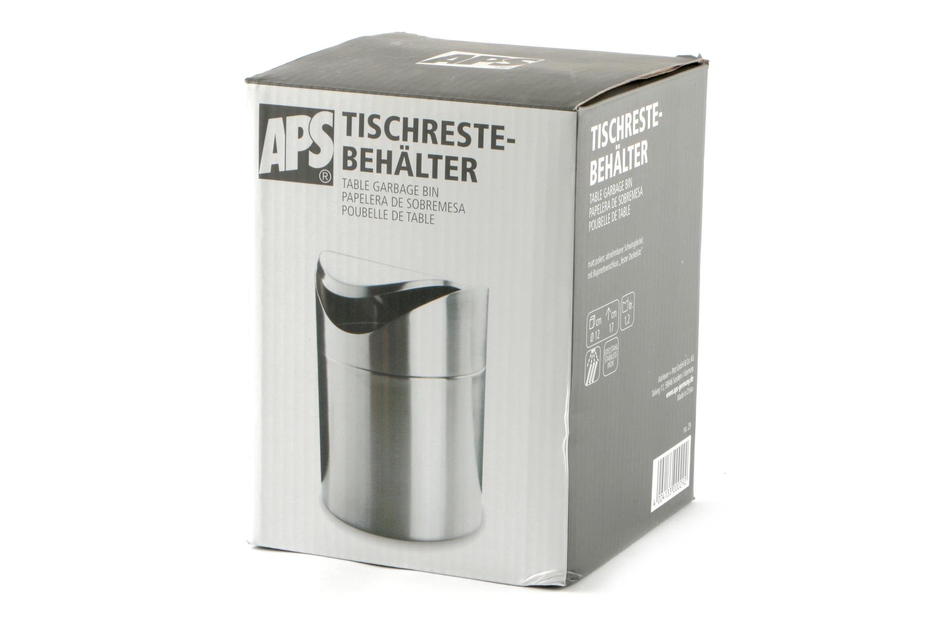 APS Pattumiera da Tavolo Rotonda H.17 cm - Ø12 cm In Acciaio Inox 1.2 Litri 3