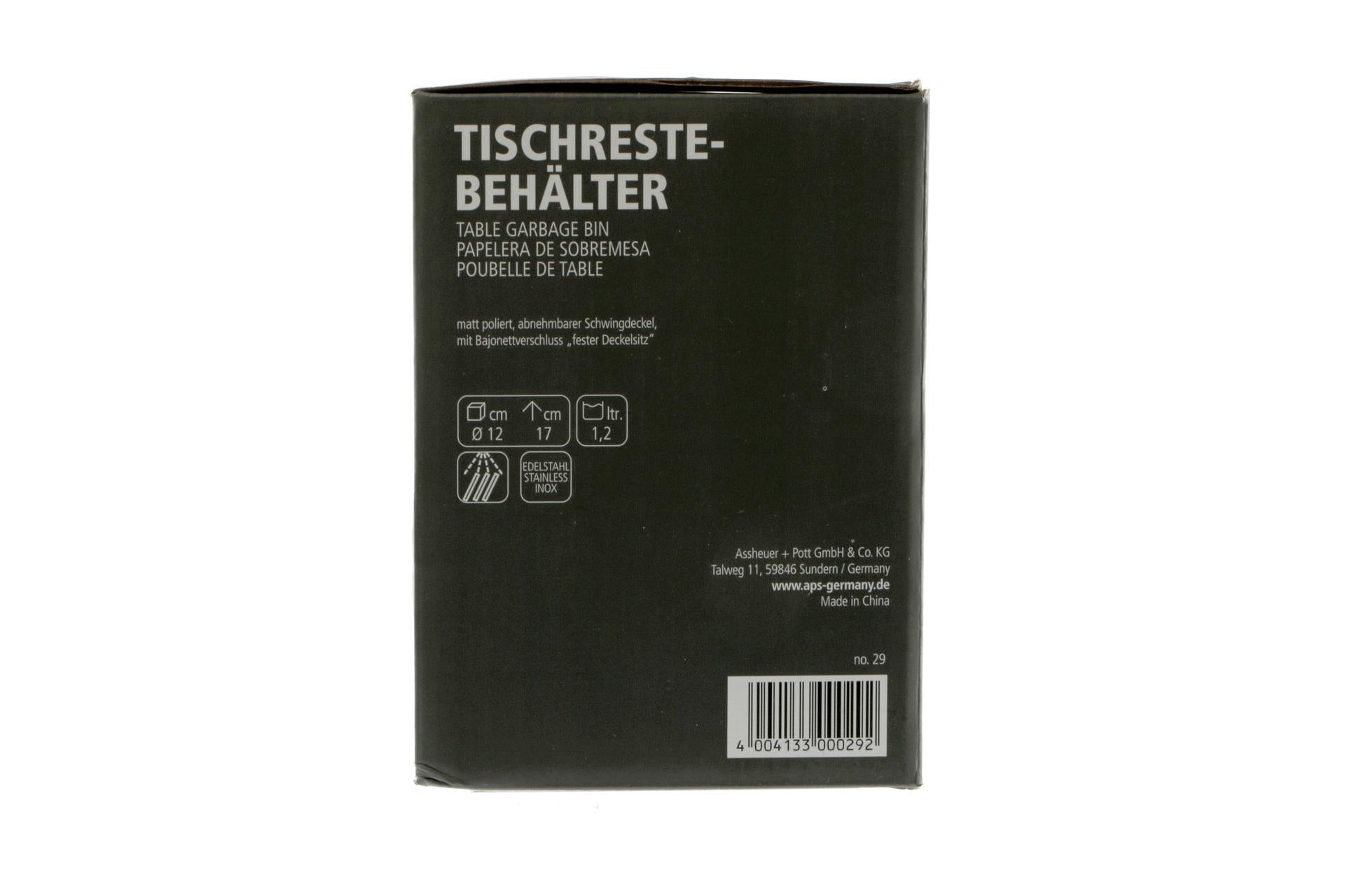 APS Pattumiera da Tavolo Rotonda H.17 cm - Ø12 cm In Acciaio Inox 1.2 Litri 5