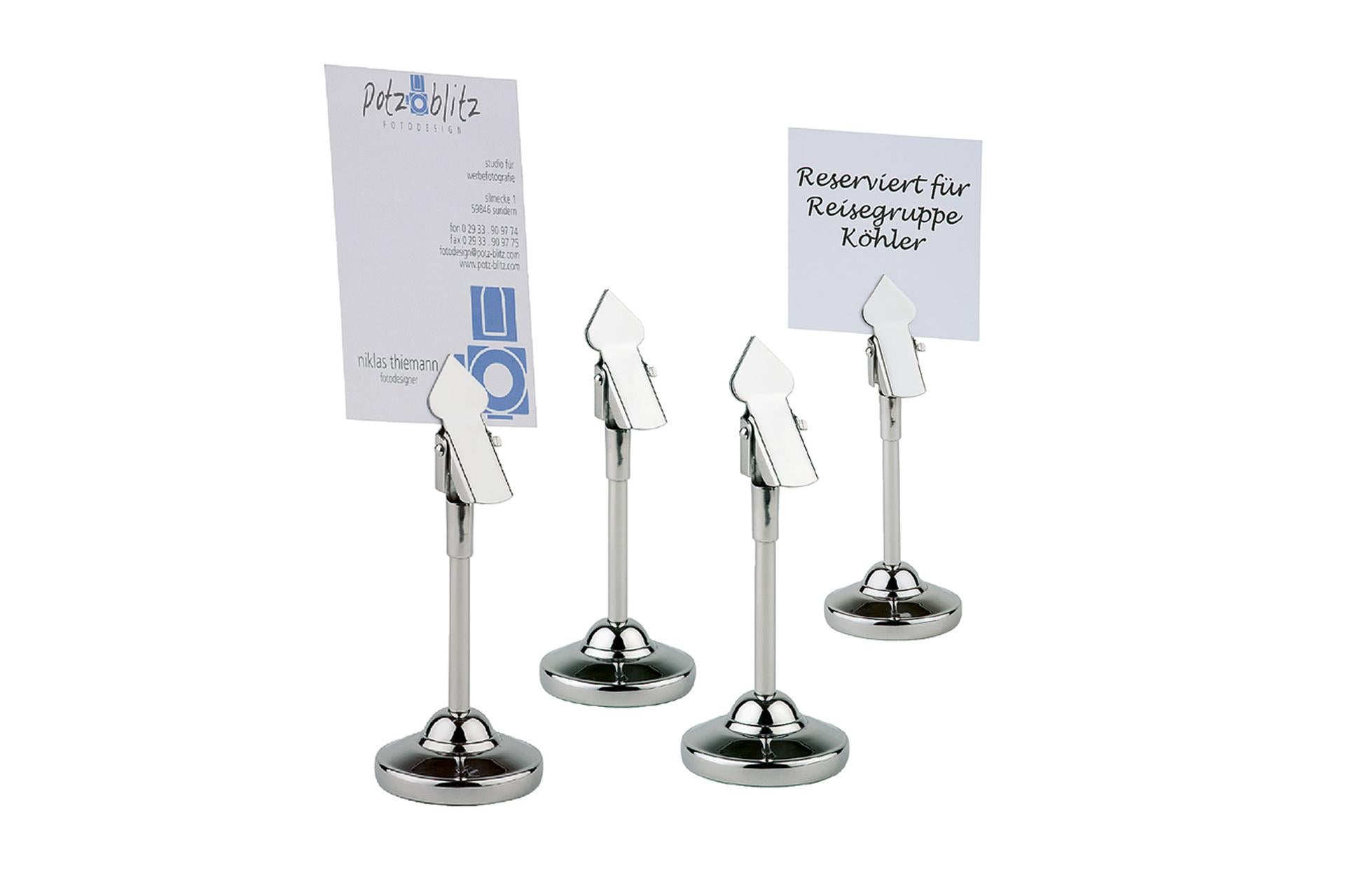 APS Set 4 Supporti da Tavolo H.10 cm - Ø4 cm In Acciaio Inox Con 20 Tag Bianchi Inclusi - Set 4 Pz