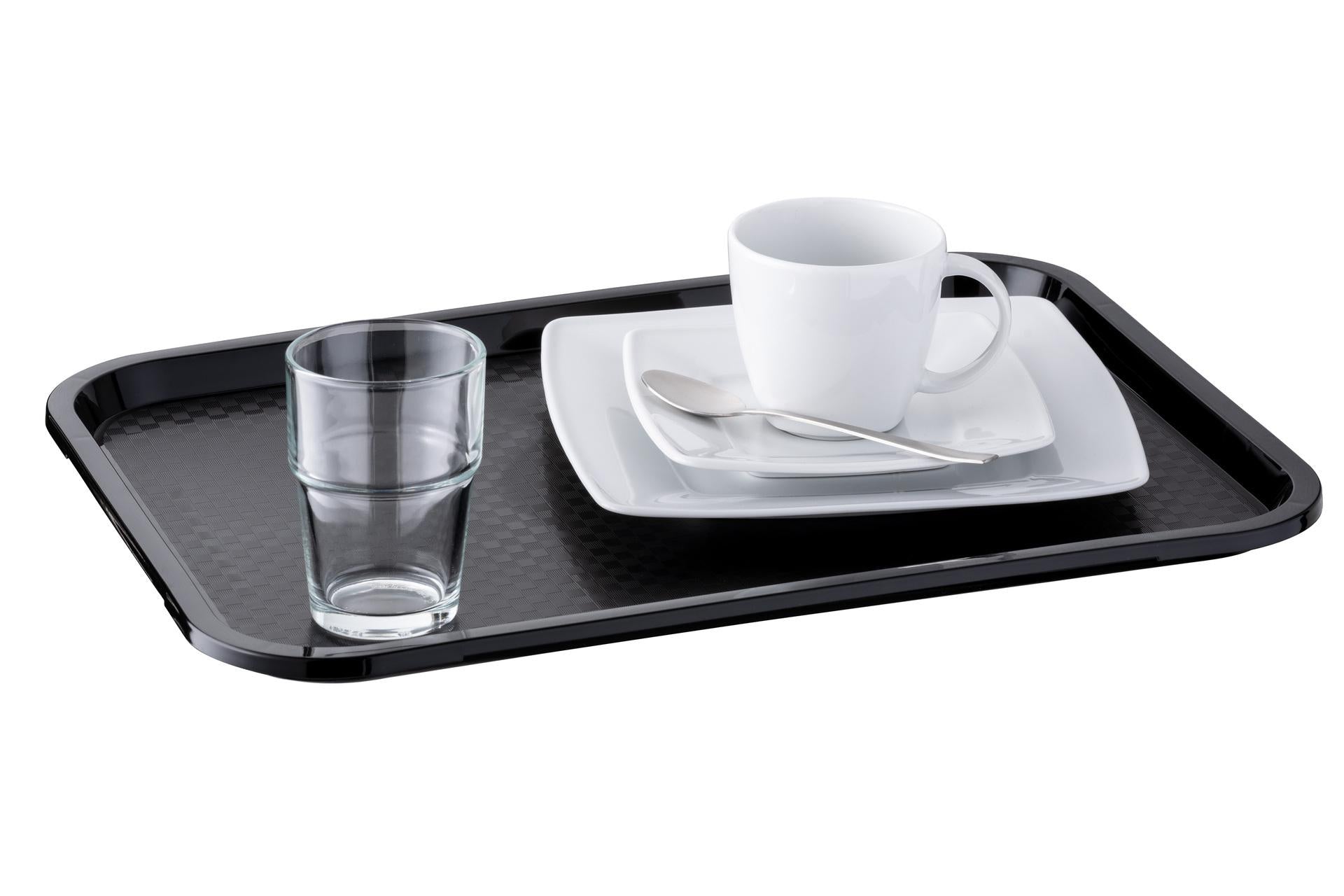 APS Vassoio Fast Food Impilabile Antiscivolo 41x30.5 cm In Polipropilene Nero