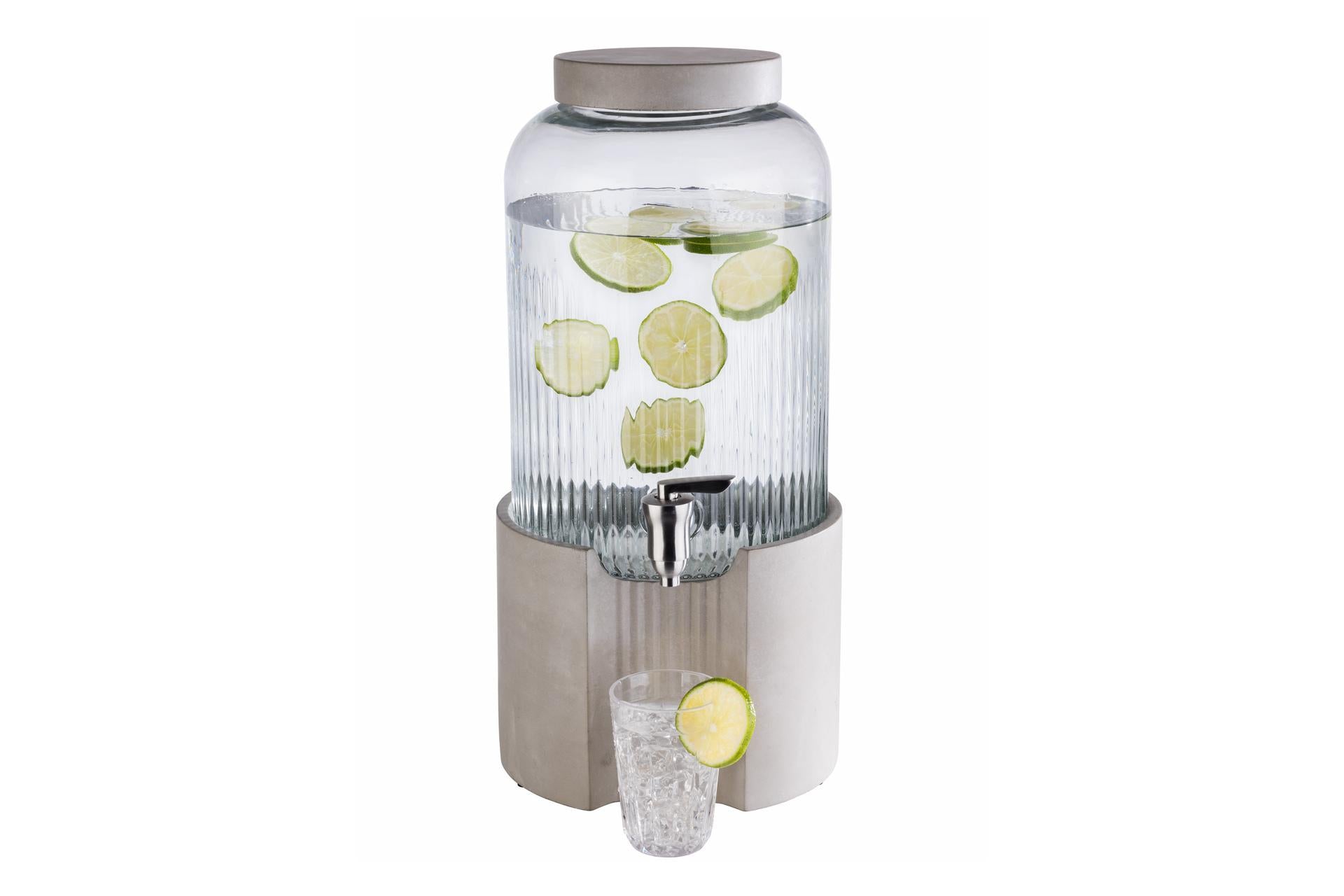 APS Buffet Dispenser per Bevande H.45 cm - 22 cm 7 Litri Con Rubinetto In Acciaio Inox e Contenitore In Vetro