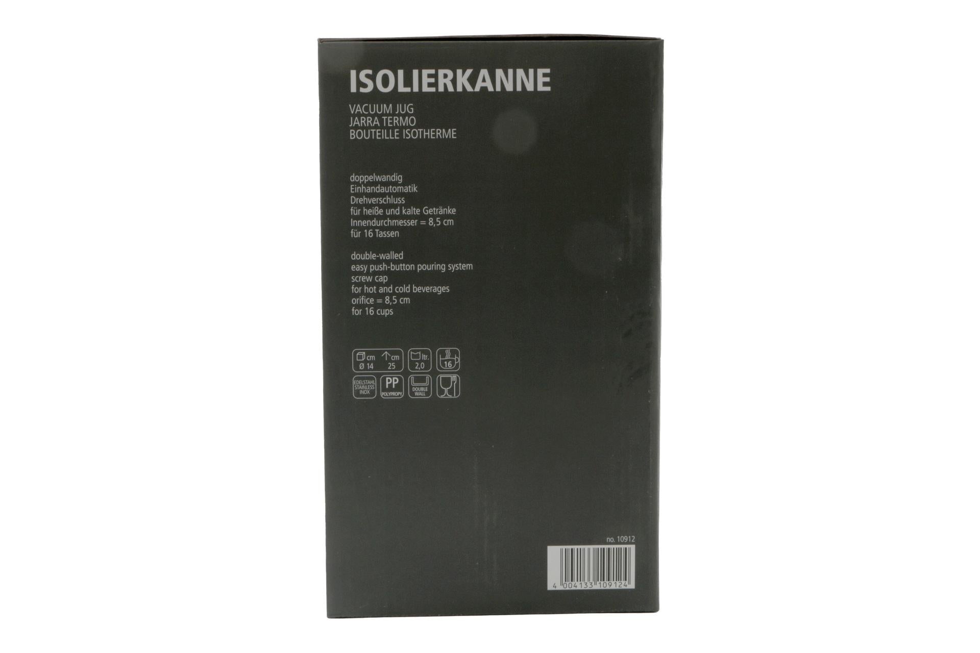 APS Classic Caraffa Isotermica Inox-Polipropilene a Doppia Parete Lt.2.0 - 14 x H.25 cm 6