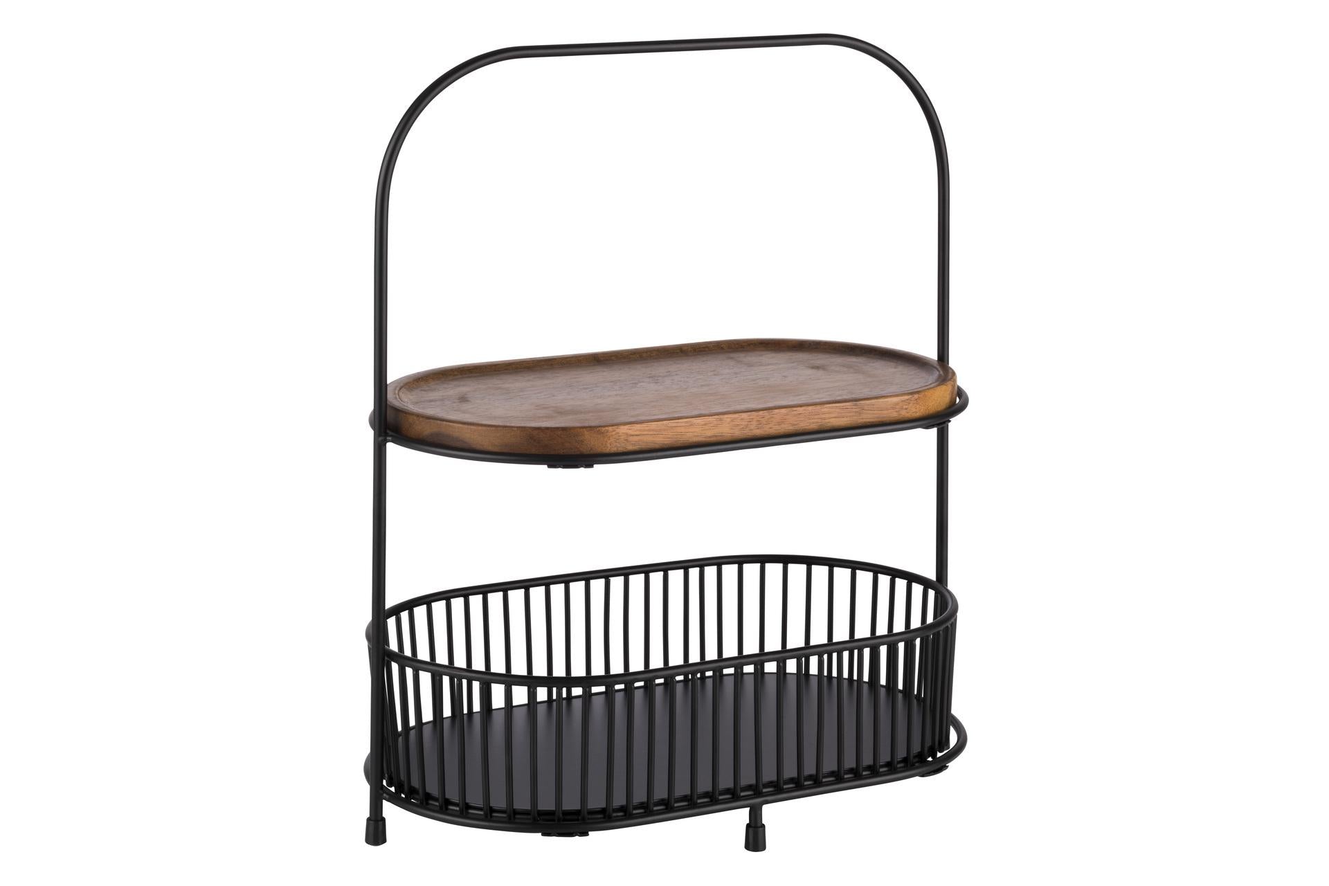 APS Cesto a 2 Piani H.37.5 cm - Struttura in Metallo Nero con Piedini Antiscivolo e Cestini Removibili 1