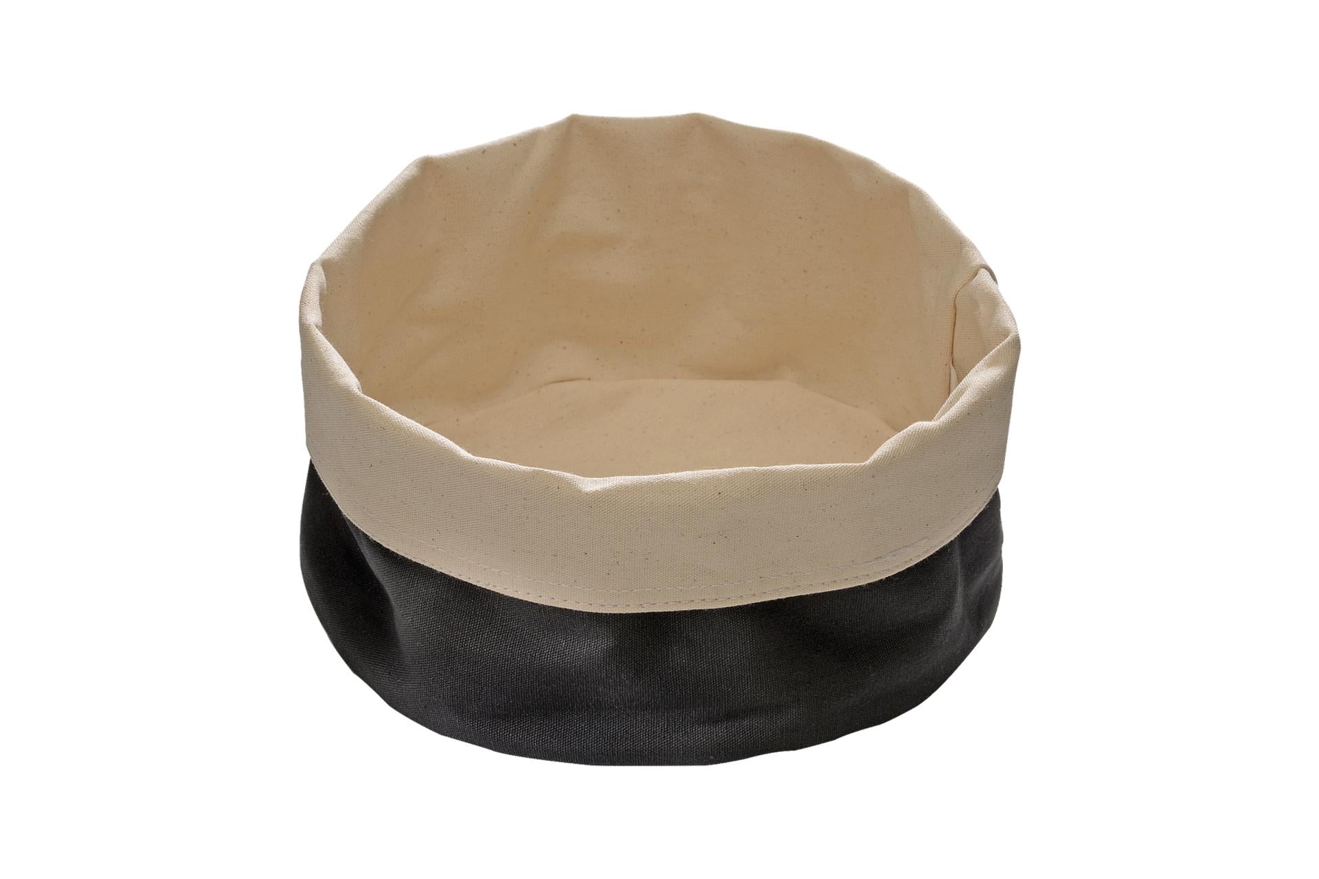 APS Porta Pane Tondo Cotone Ø20 cm - H.12 cm Esterno Nero Interno Beige