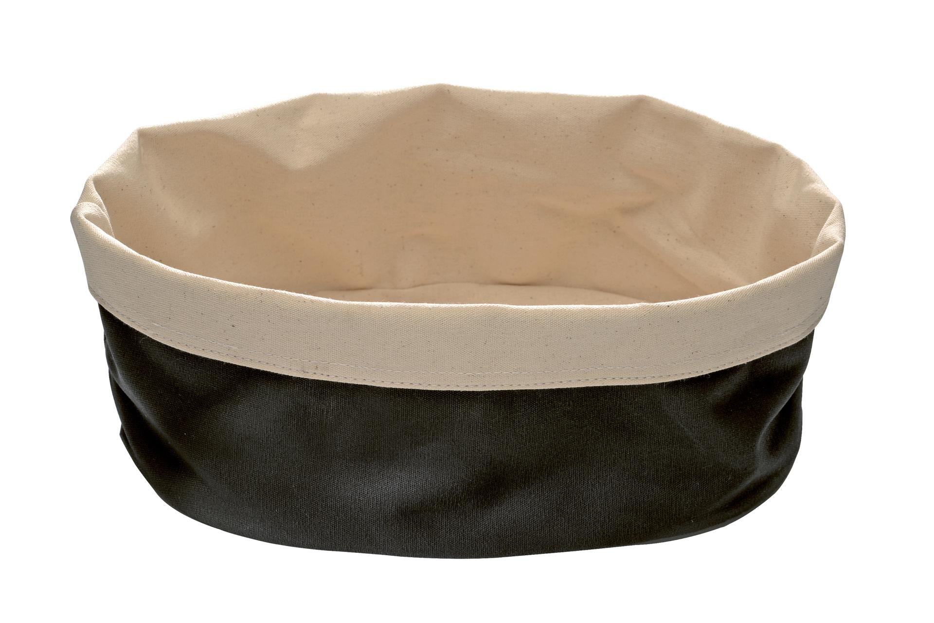 APS Porta Pane Ovale In Cotone 25 x 18 x H.12 cm - Esterno Nero Interno Beige